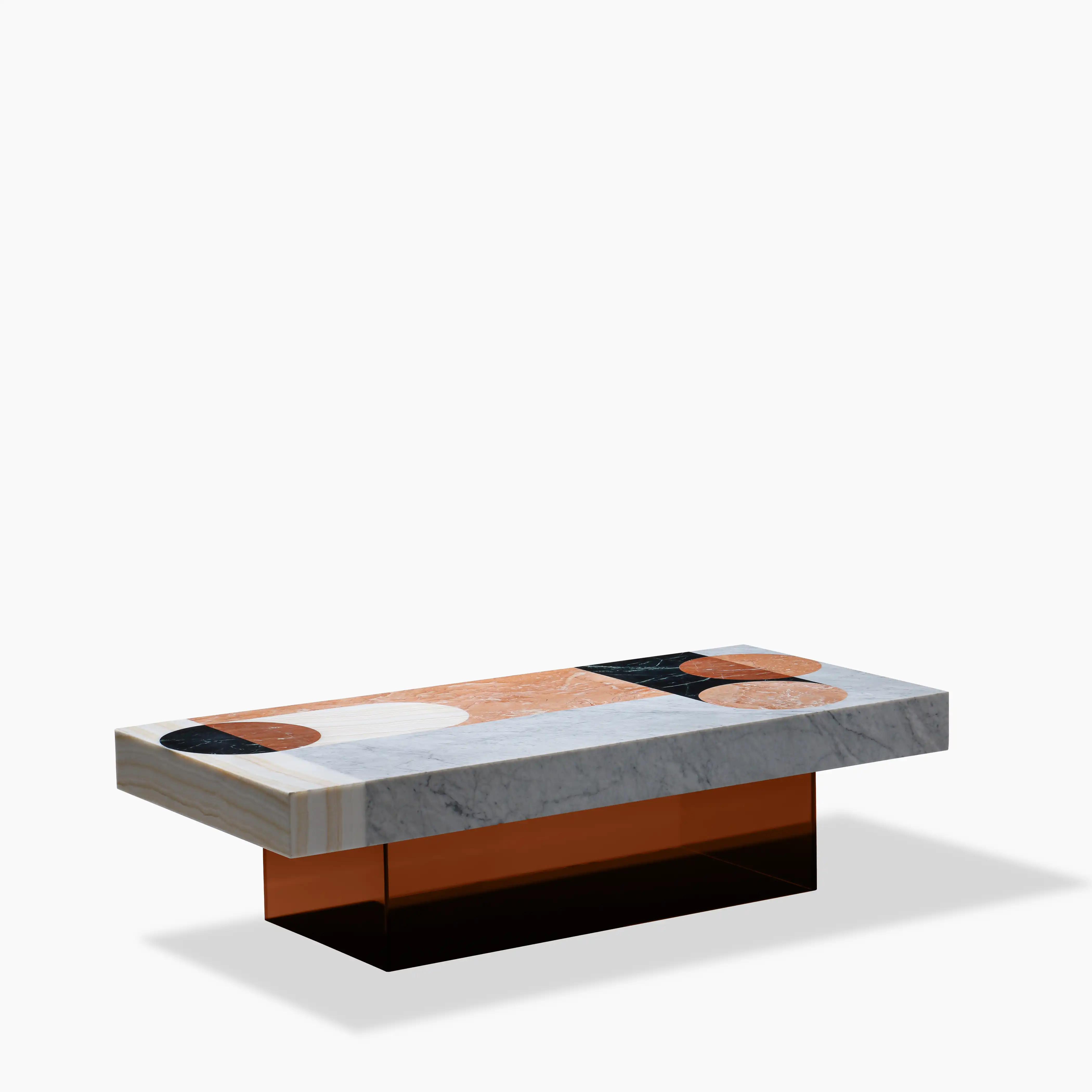 Atmos Rectangle Coffee Table | Mixed Marble & Brown Arcylic - Image 3