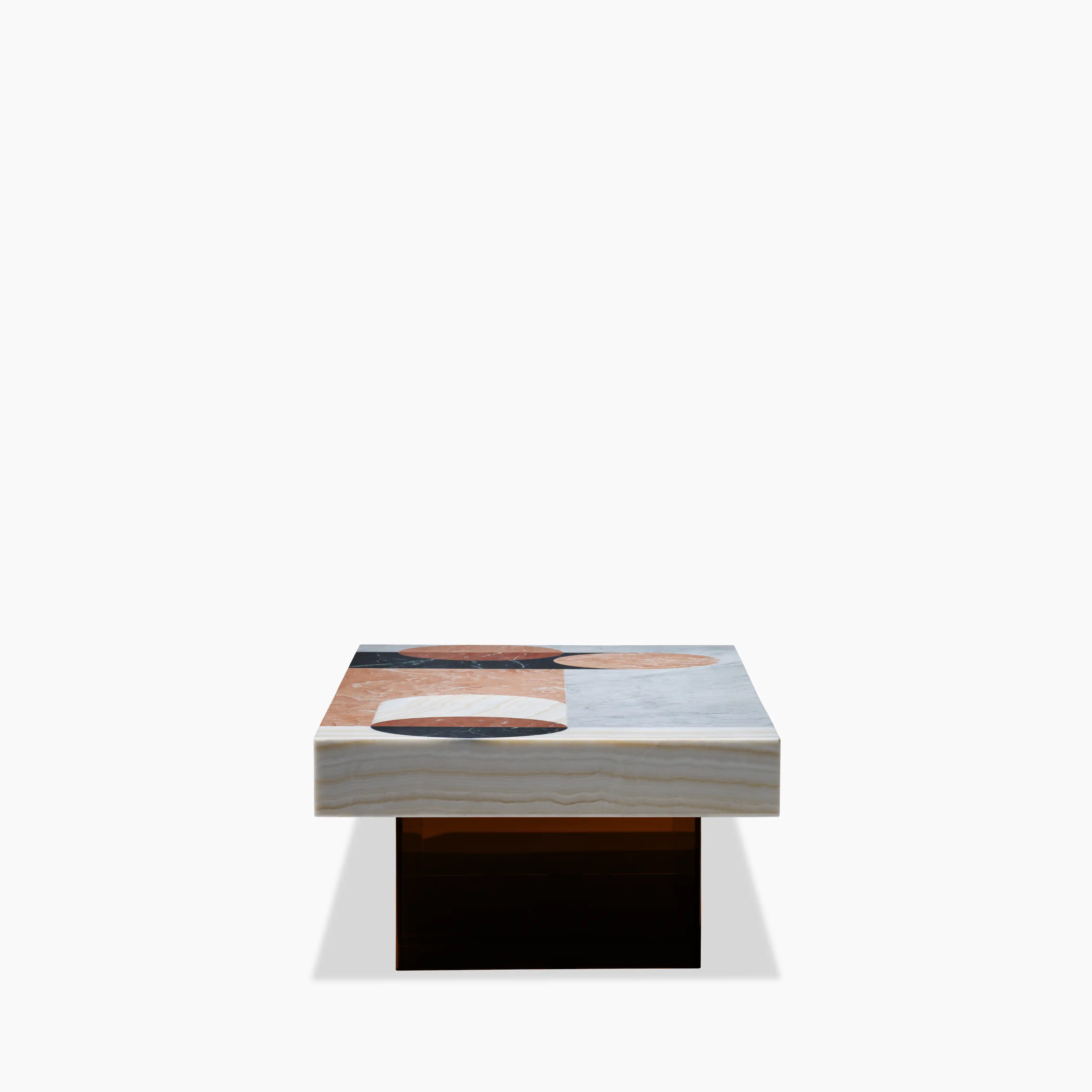 Atmos Rectangle Coffee Table | Mixed Marble & Brown Arcylic - Image 4