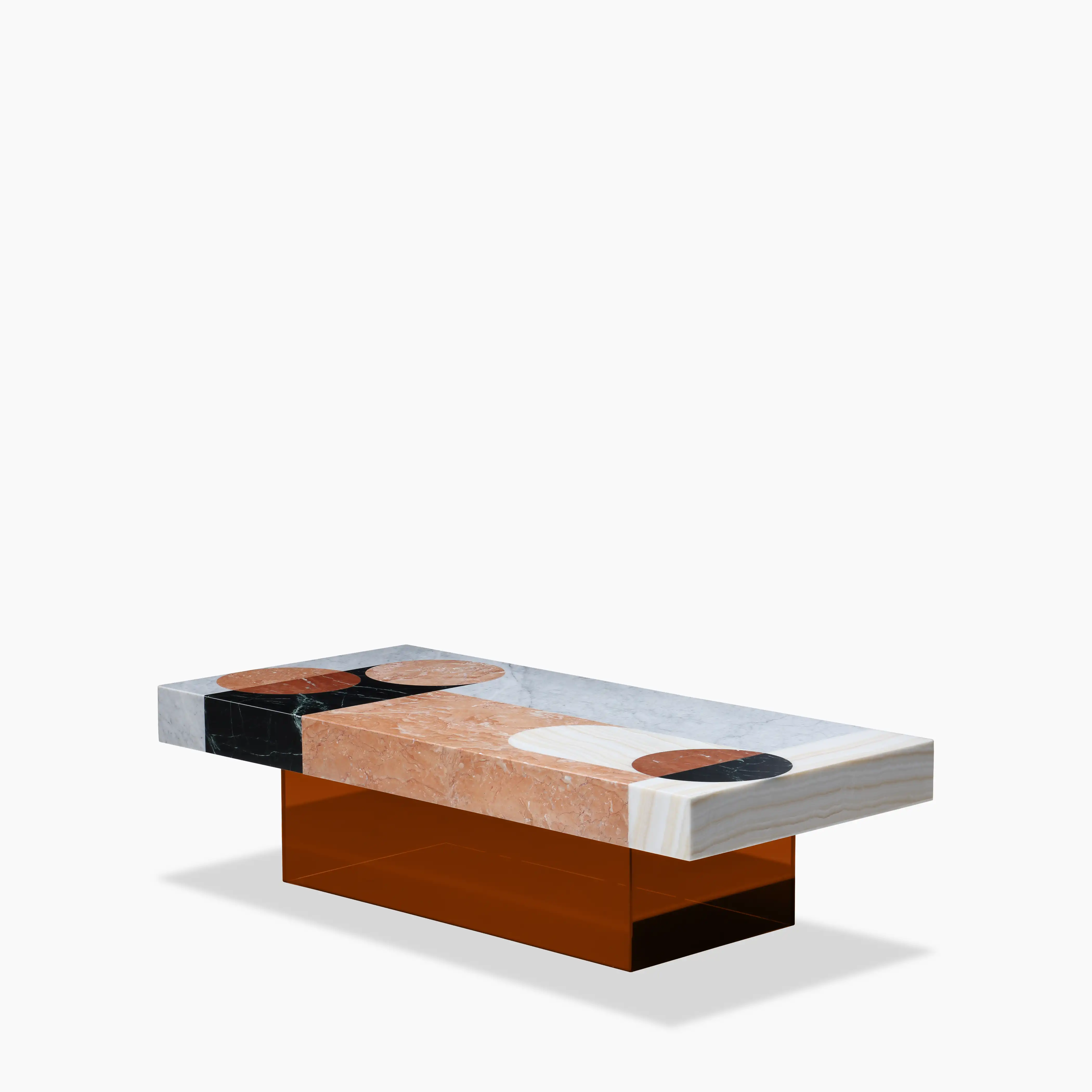 Atmos Rectangle Coffee Table | Mixed Marble & Brown Arcylic - Image 5