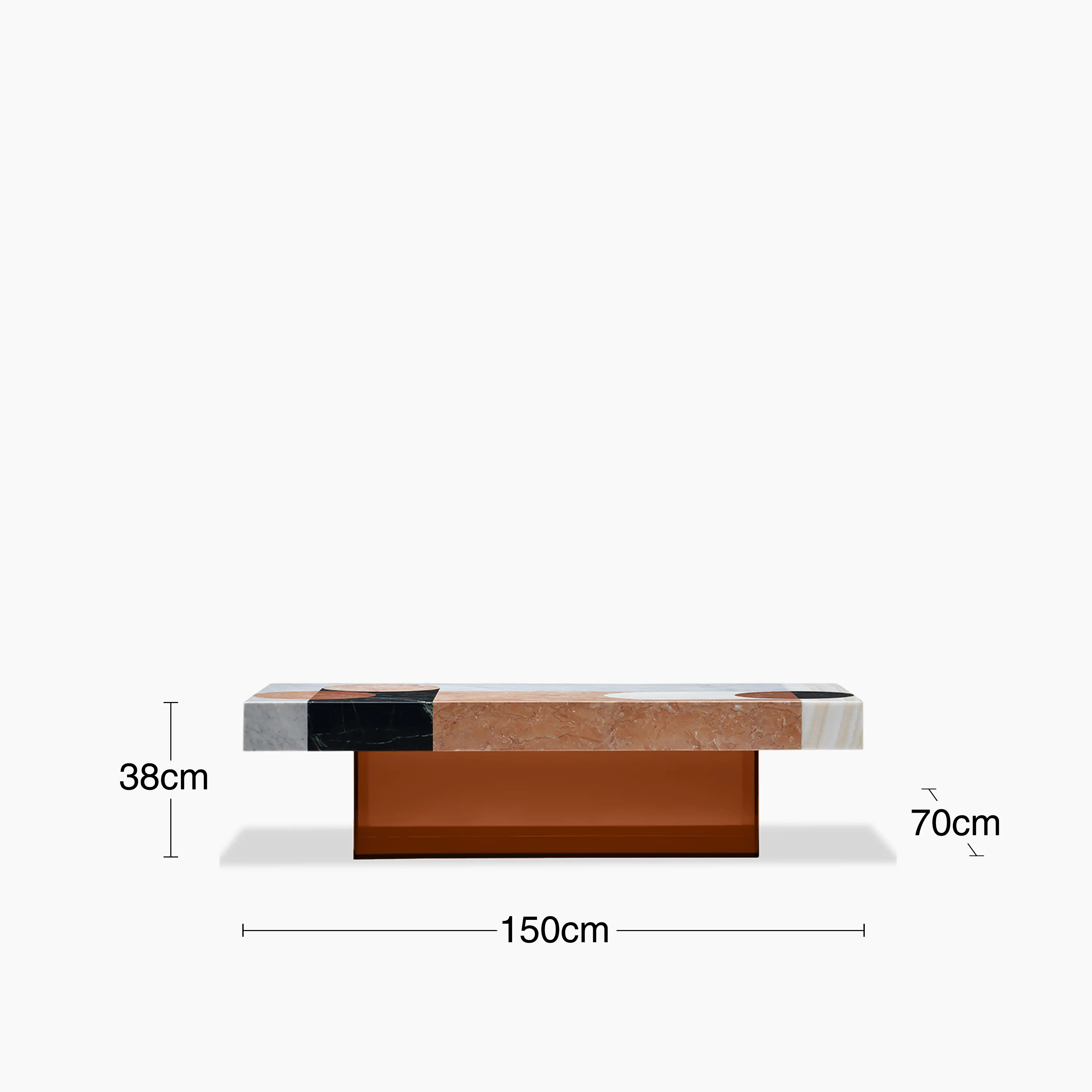 Atmos Rectangle Coffee Table | Mixed Marble & Brown Arcylic - Image 8