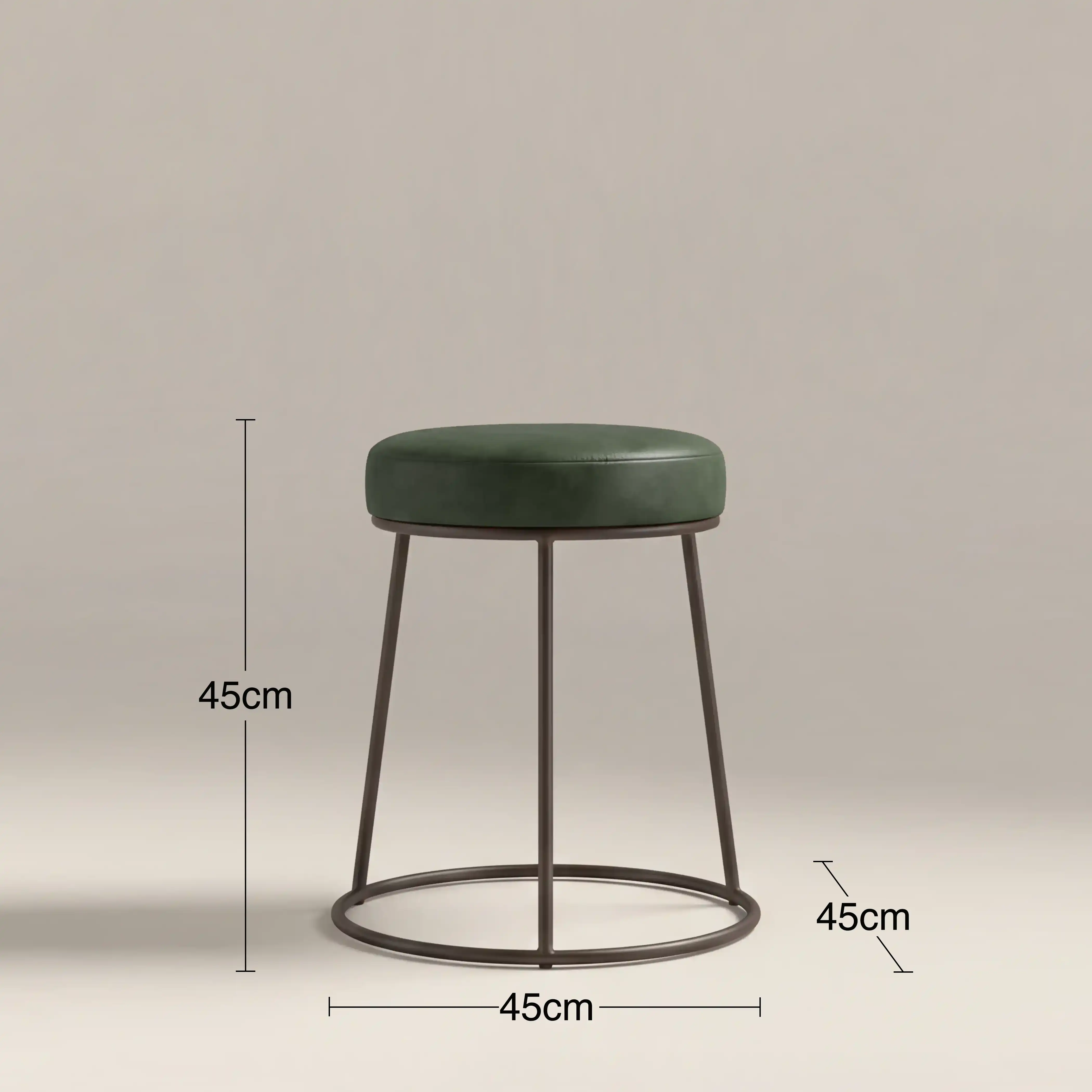 Austen Low Stool | Vintage Green Faux Leather & Rustic - Image 5
