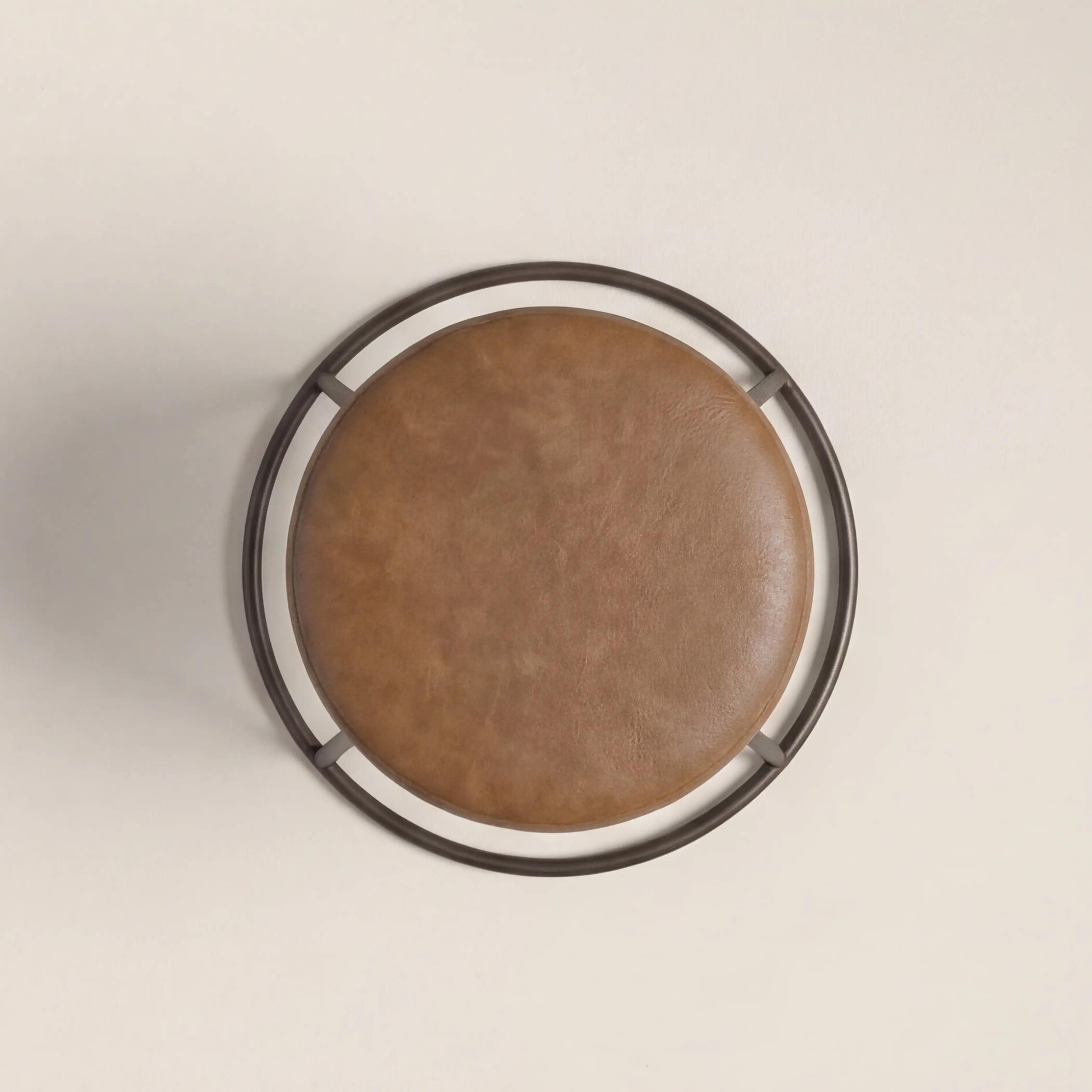 Austen Low Stool | Vintage Tan Faux Leather & Rustic - Image 5