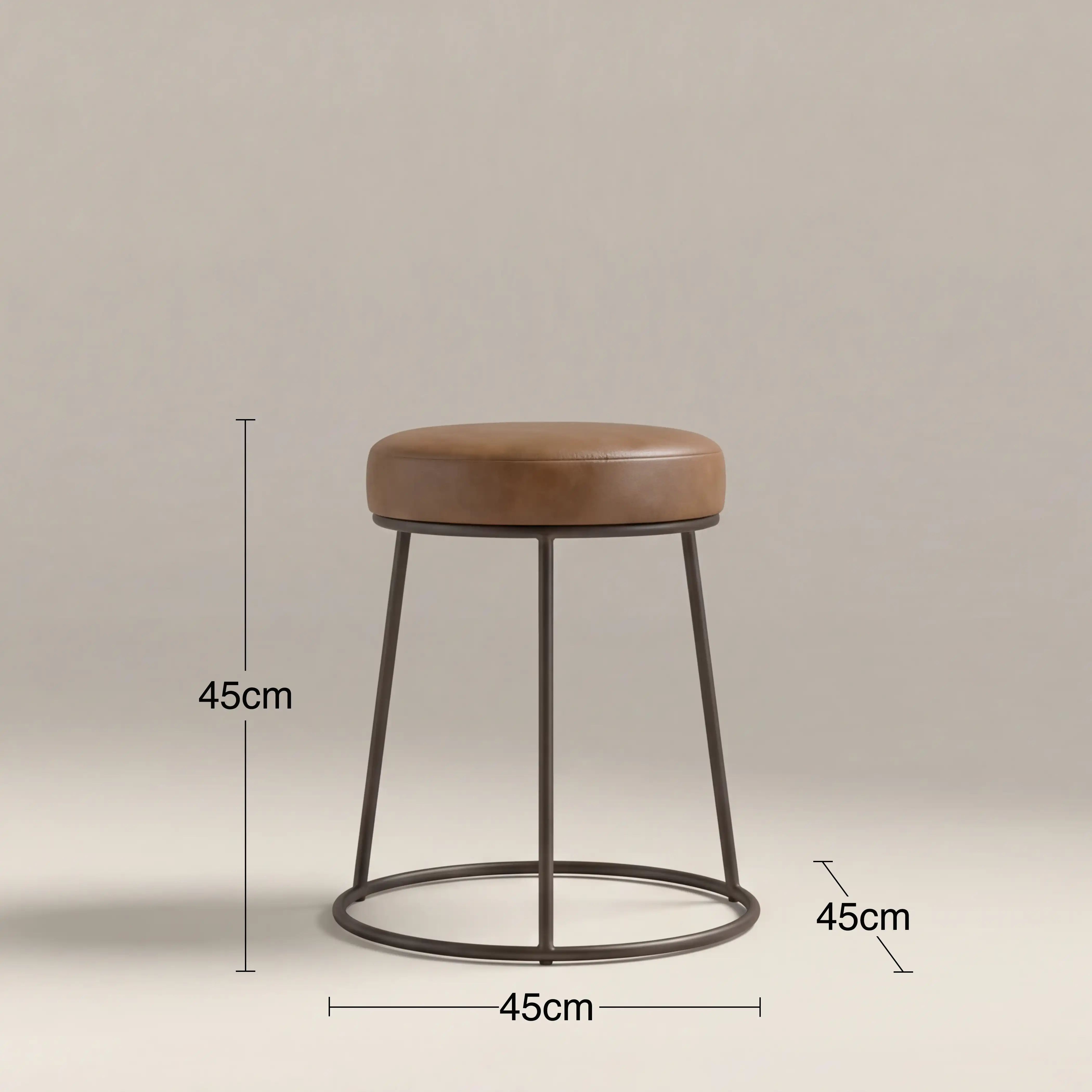 Austen Low Stool | Vintage Tan Faux Leather & Rustic - Image 6