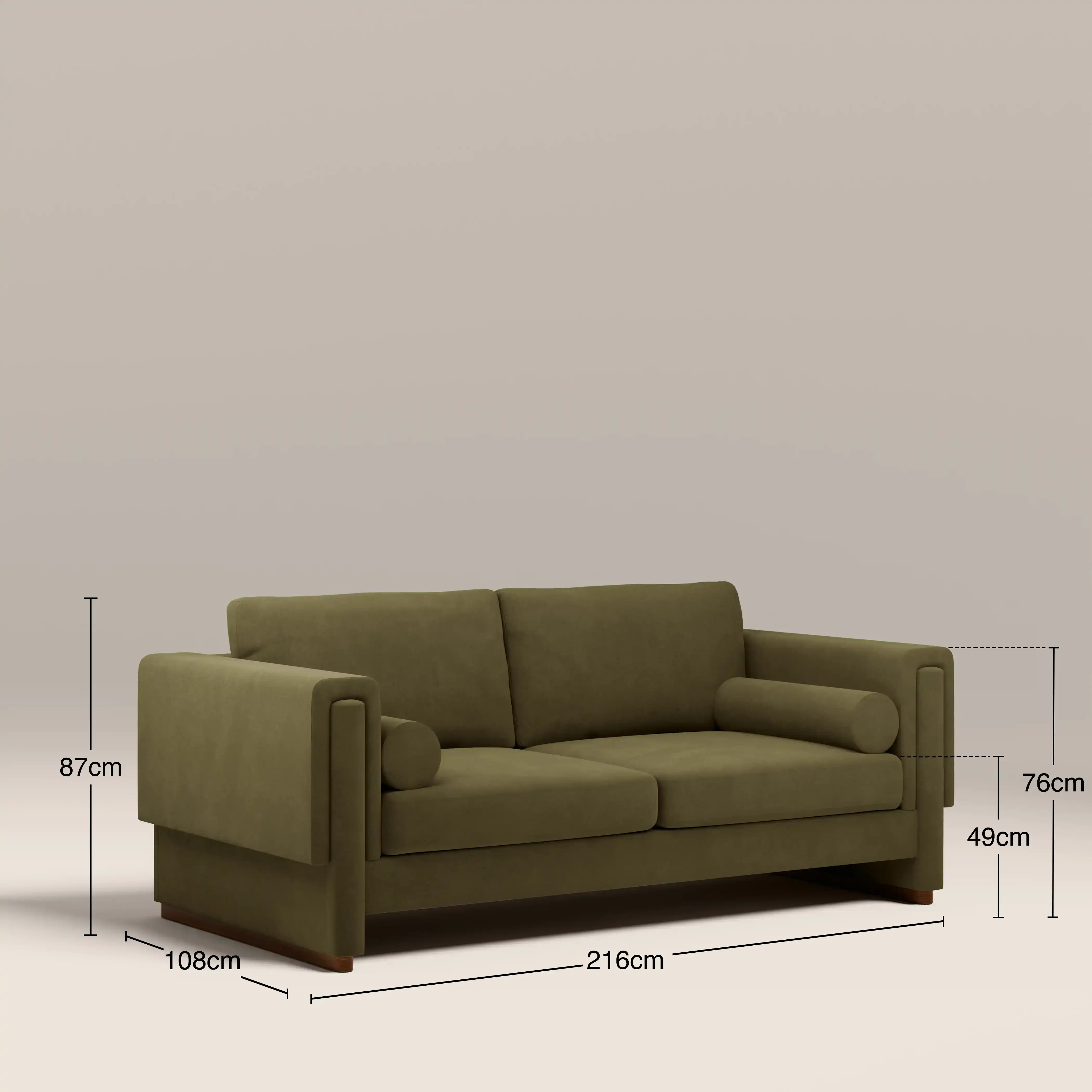 Ava 3 Seater Sofa Bed | Moss Green Sustainable Mohair Velvet - Image 11