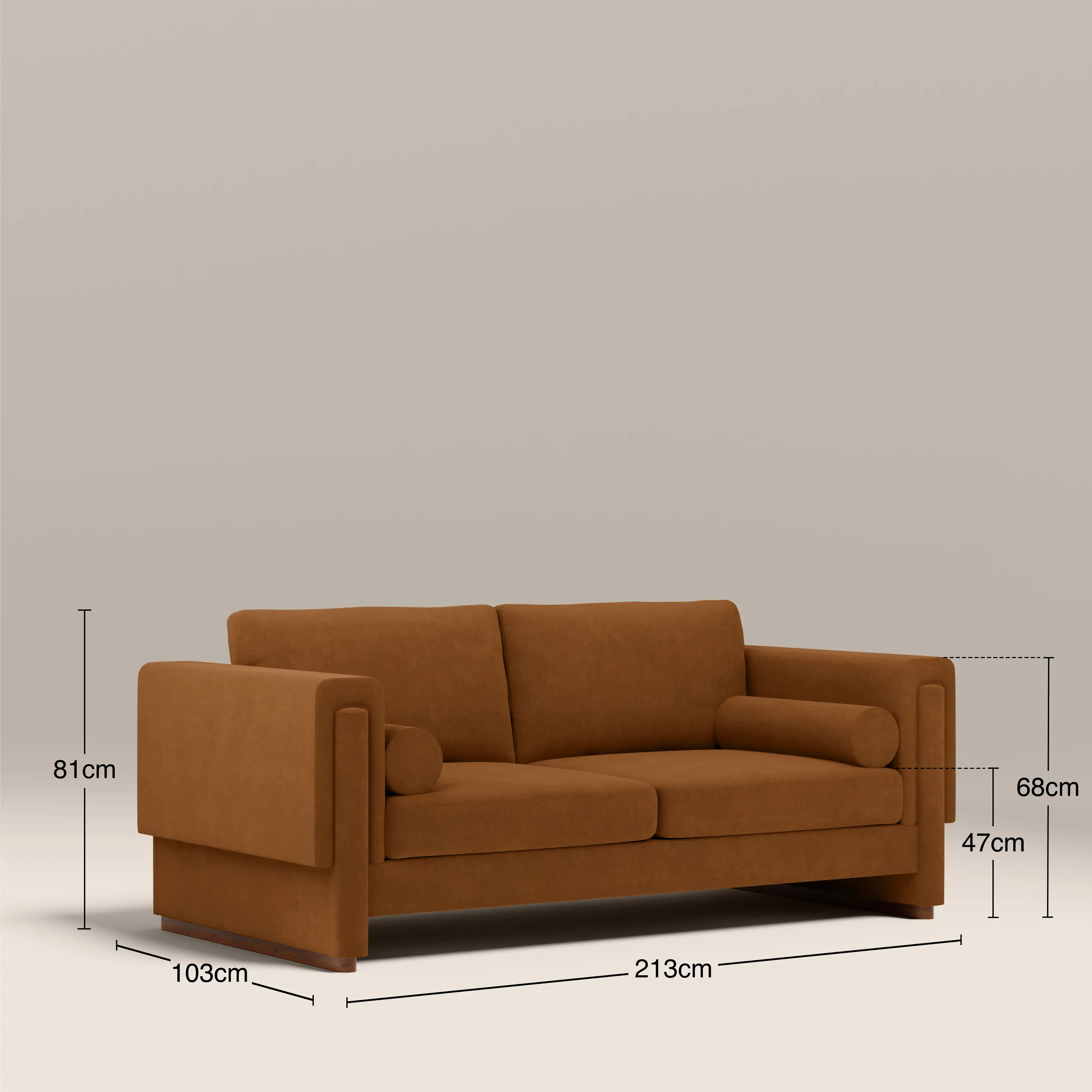 Ava 3 Seater Sofa | Caramel Brown Sustainable Mohair Velvet - Image 7