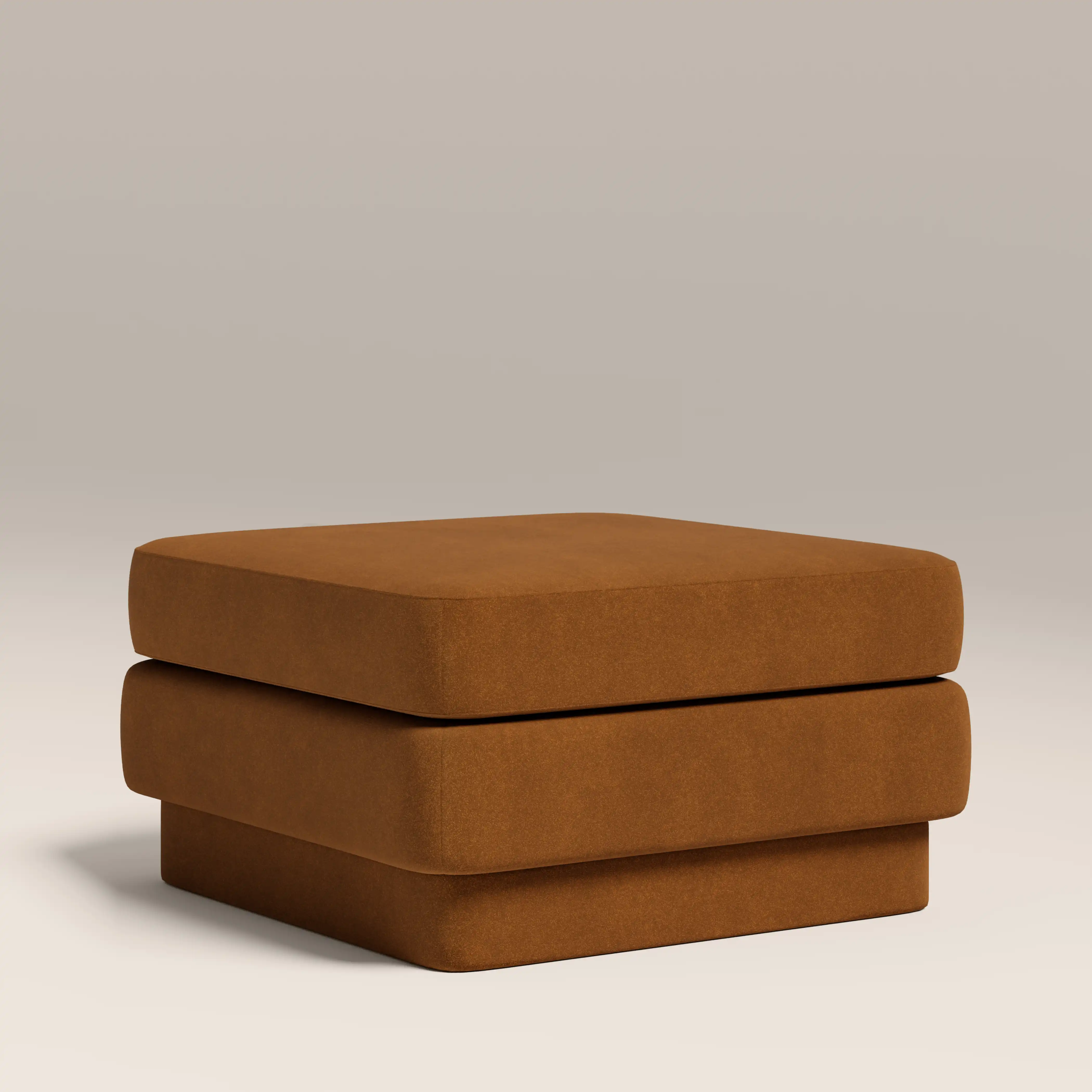Ava Footstool | Caramel Brown Sustainable Mohair Velvet - Image 4