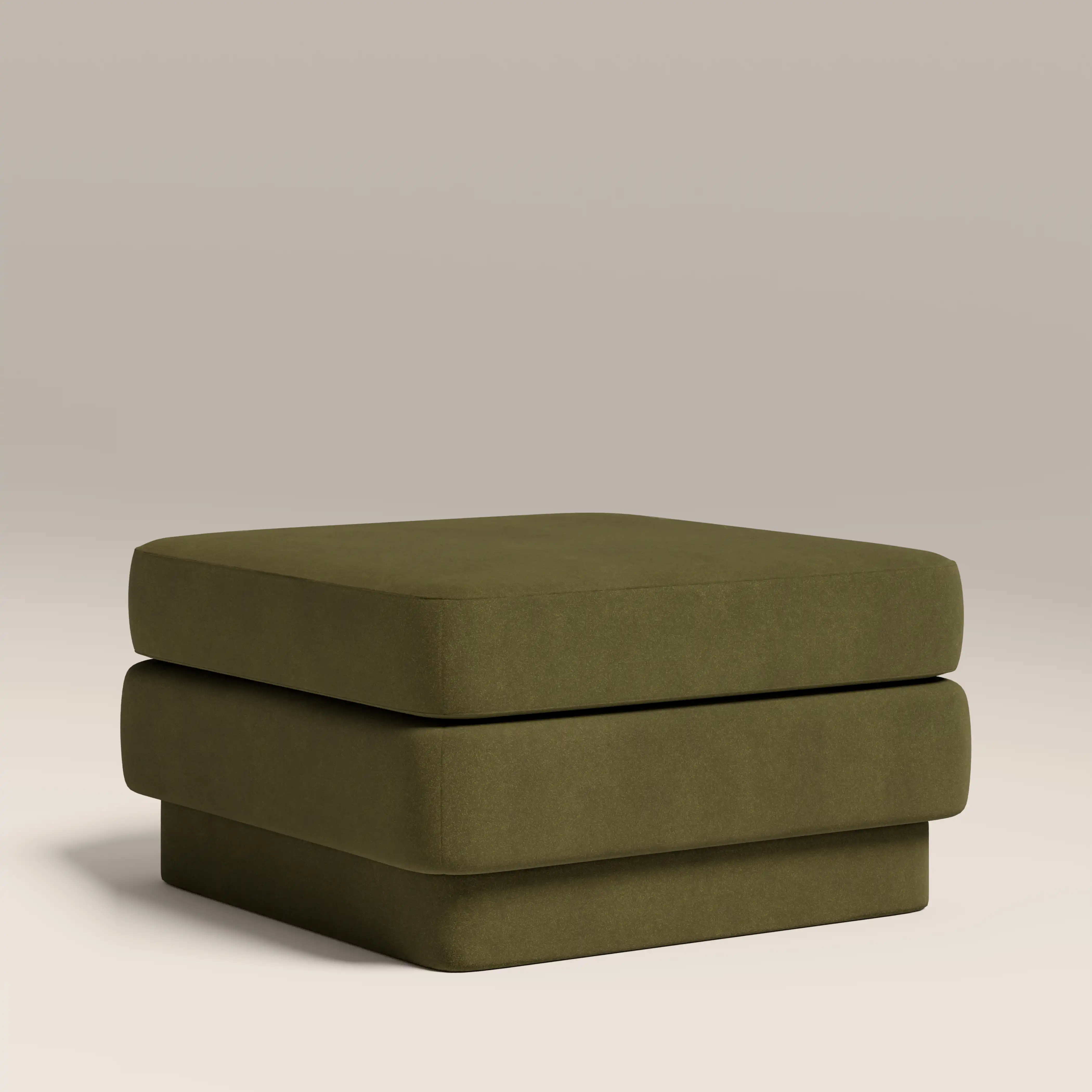 Ava Footstool | Moss Green Sustainable Mohair Velvet - Image 2