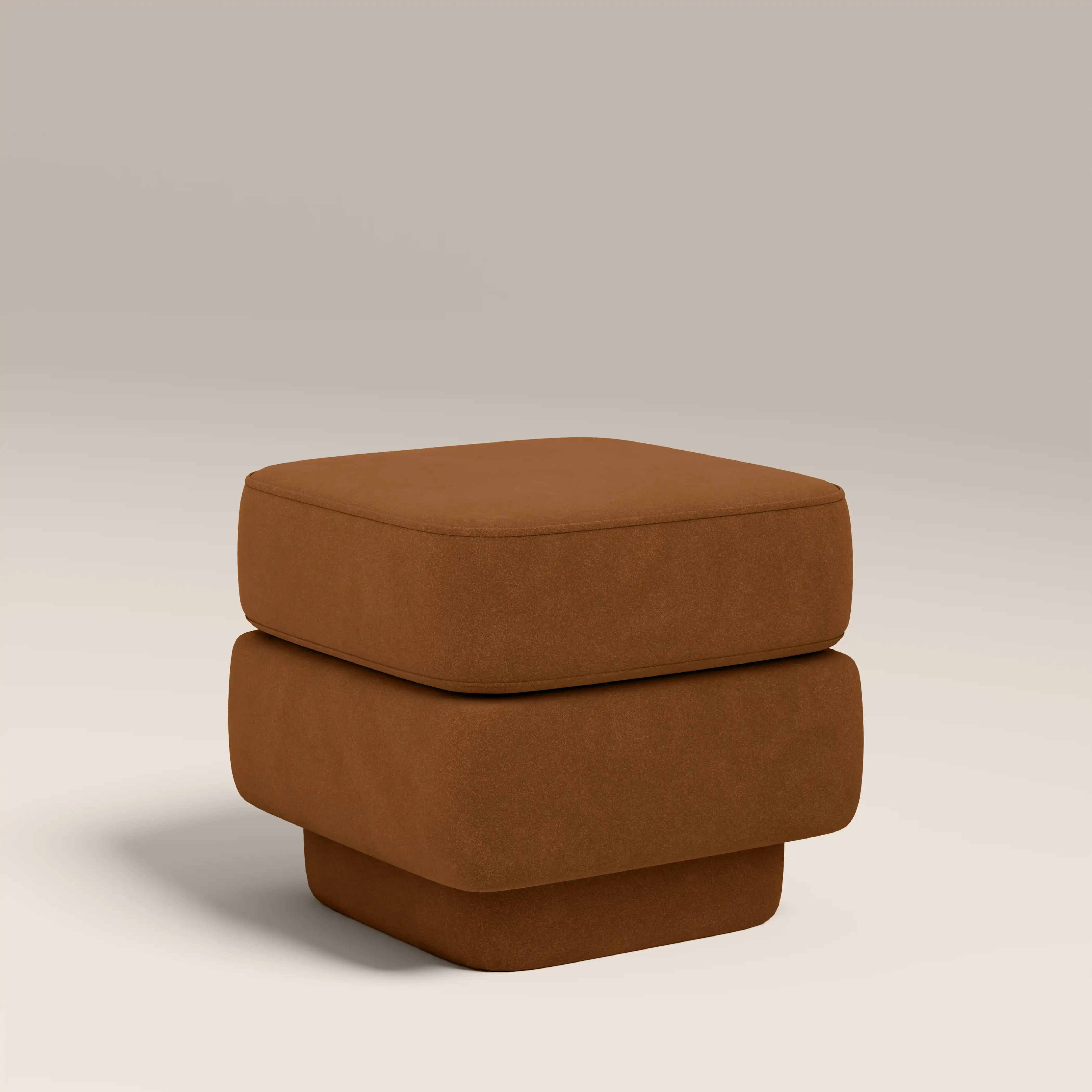 Ava Pouffe | Caramel Brown Sustainable Mohair Velvet - Image 2