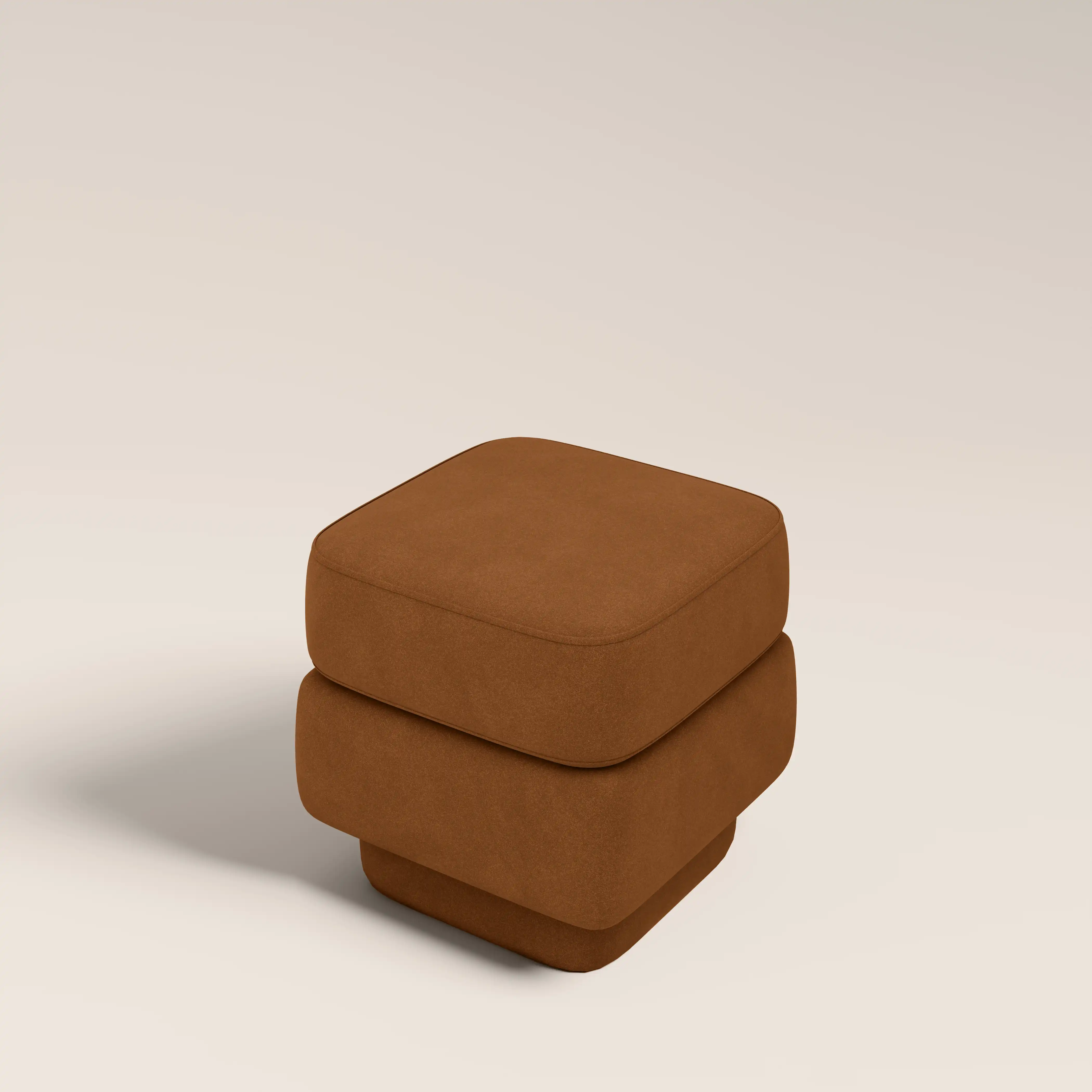 Ava Pouffe | Caramel Brown Sustainable Mohair Velvet - Image 5