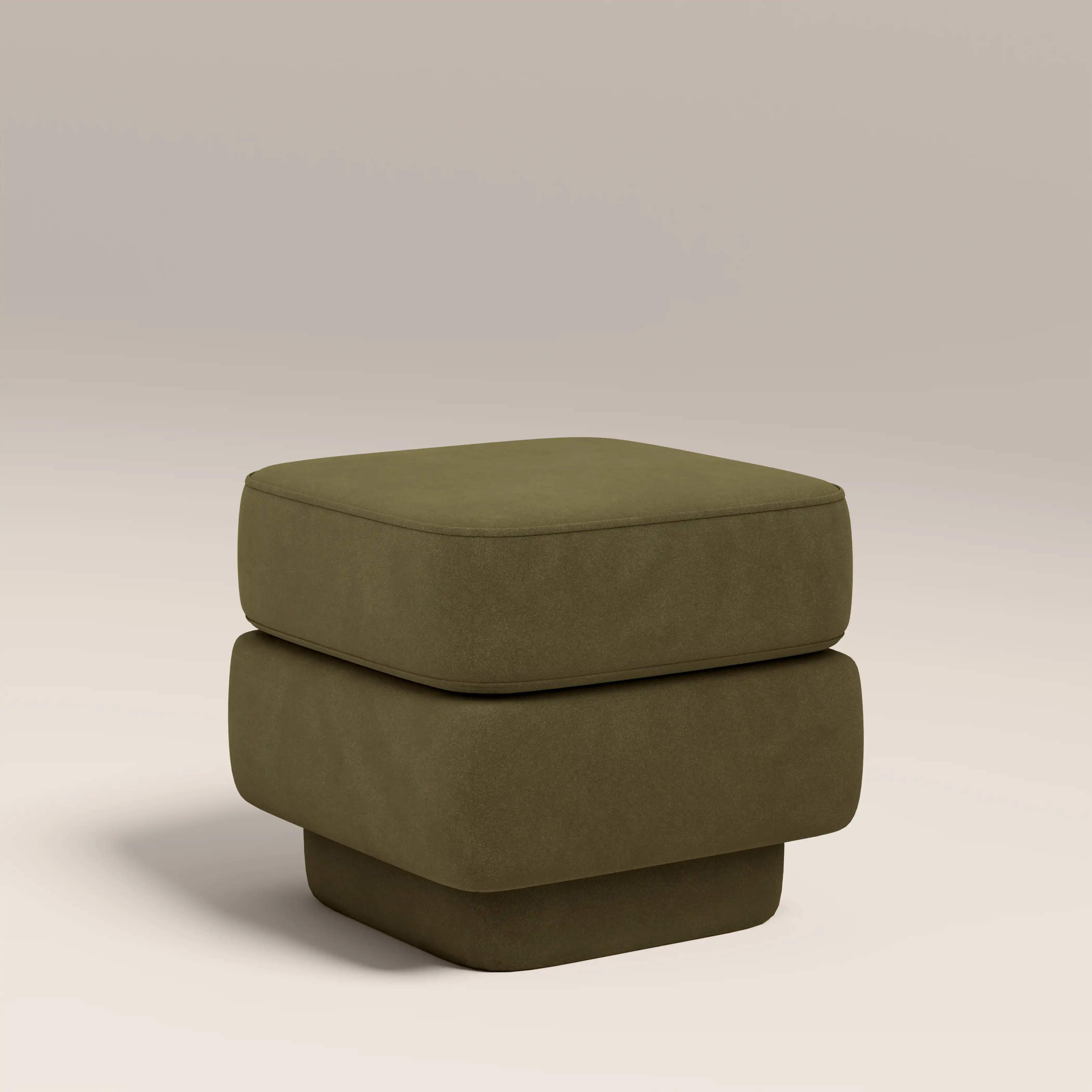 Ava Pouffe | Moss Green Sustainable Mohair Velvet - Image 2