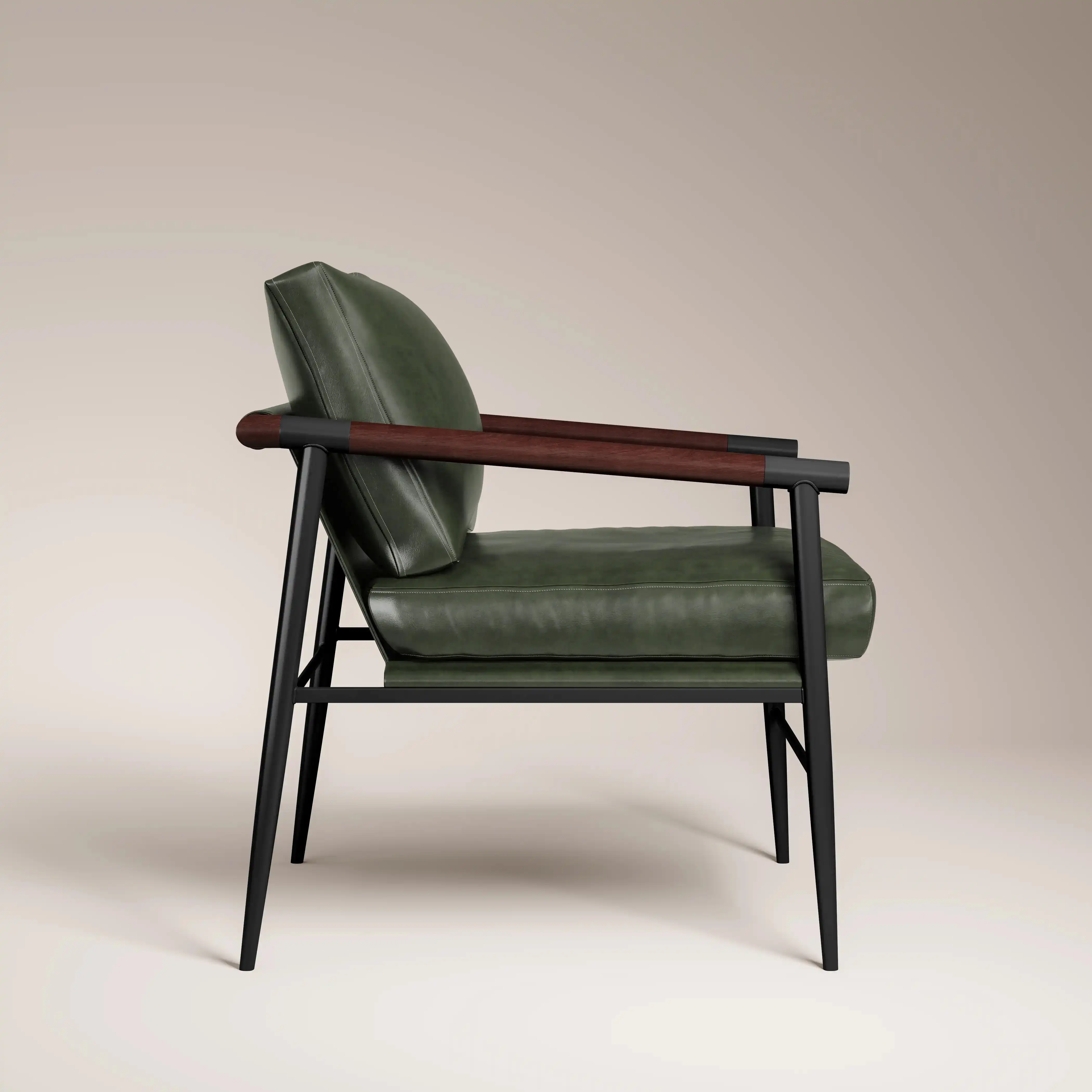 Barbican Armchair | Vintage Green Faux Leather & Black - Image 4