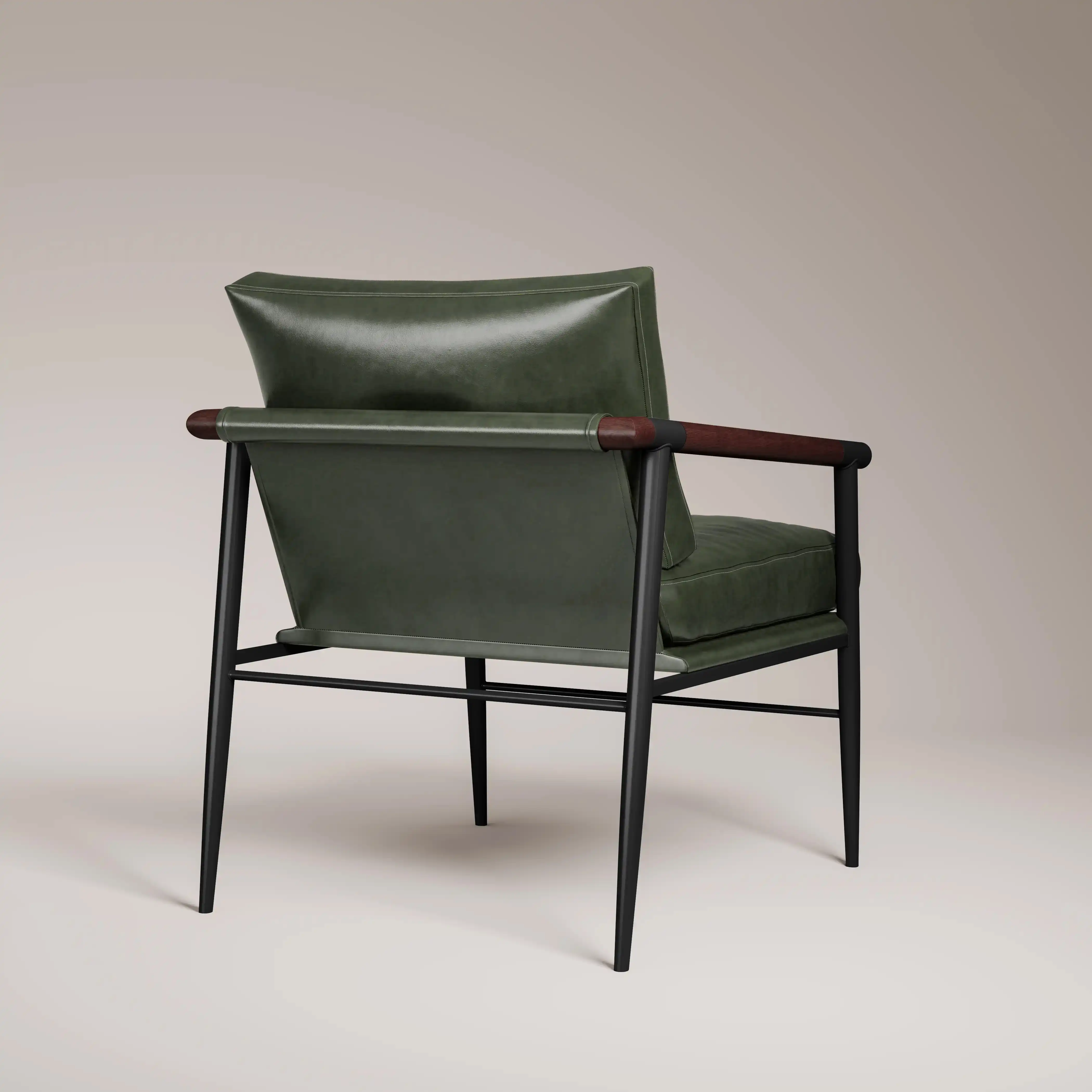 Barbican Armchair | Vintage Green Faux Leather & Black - Image 5