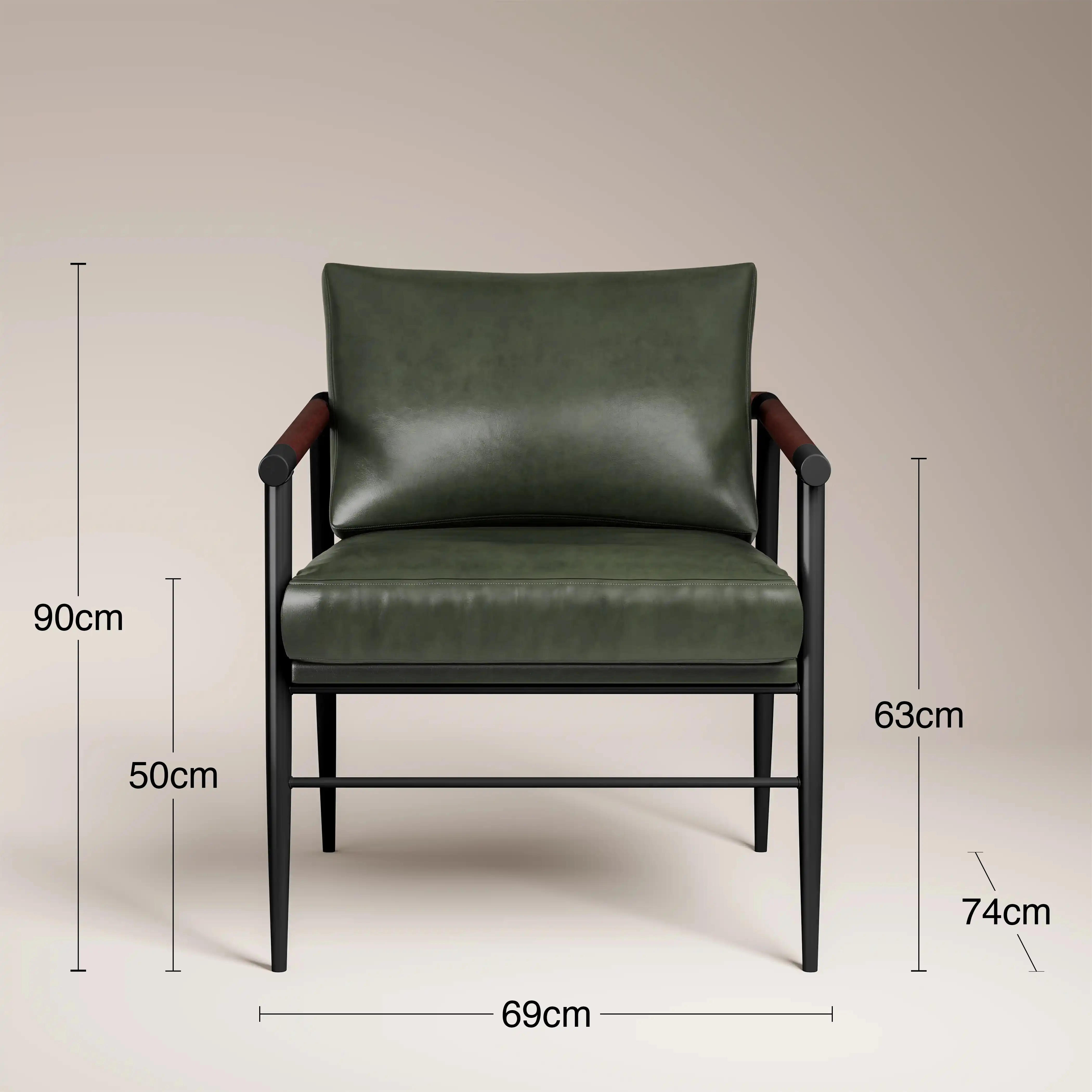 Barbican Armchair | Vintage Green Faux Leather & Black - Image 7