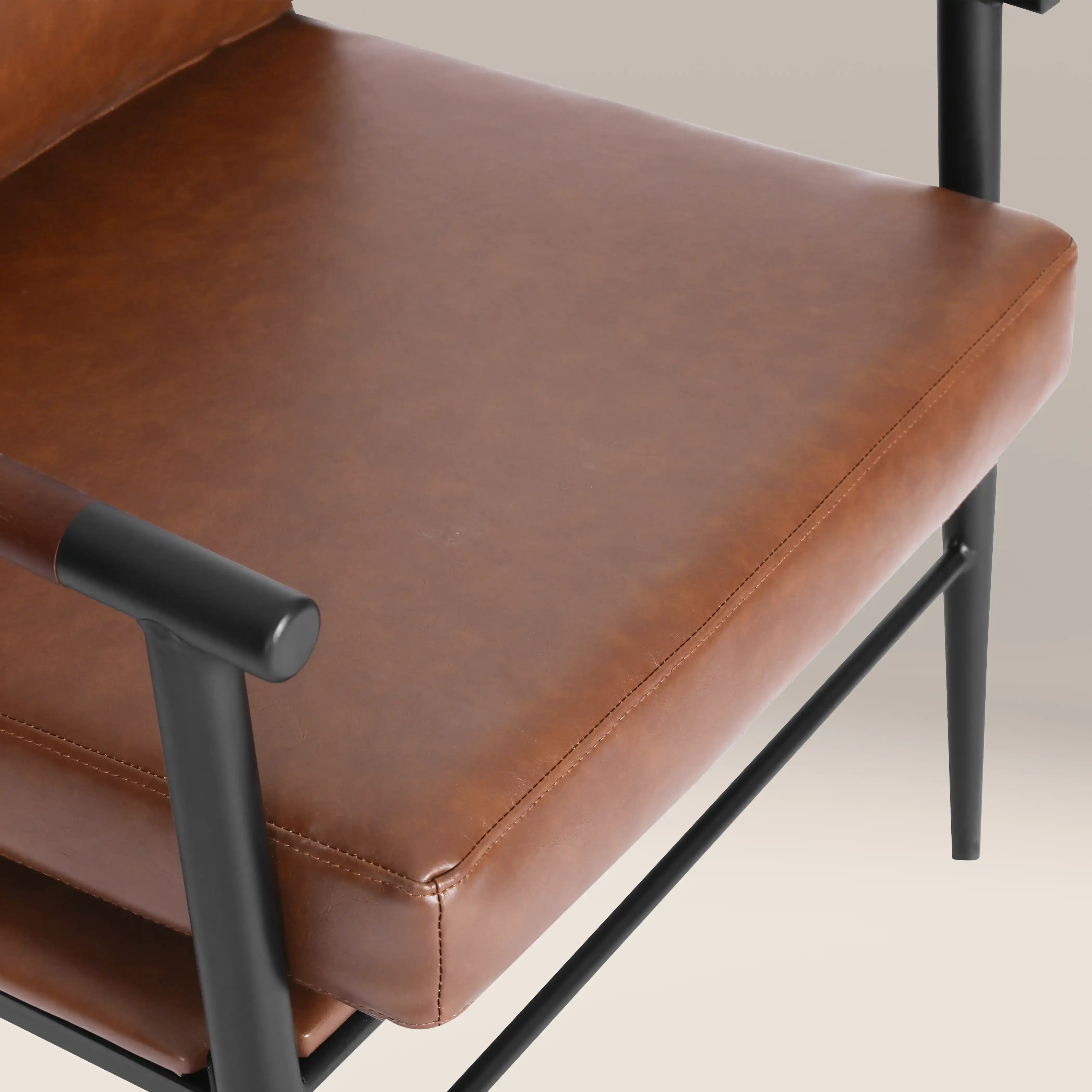 Barbican Armchair | Vintage Tan Faux Leather & Black - Image 3