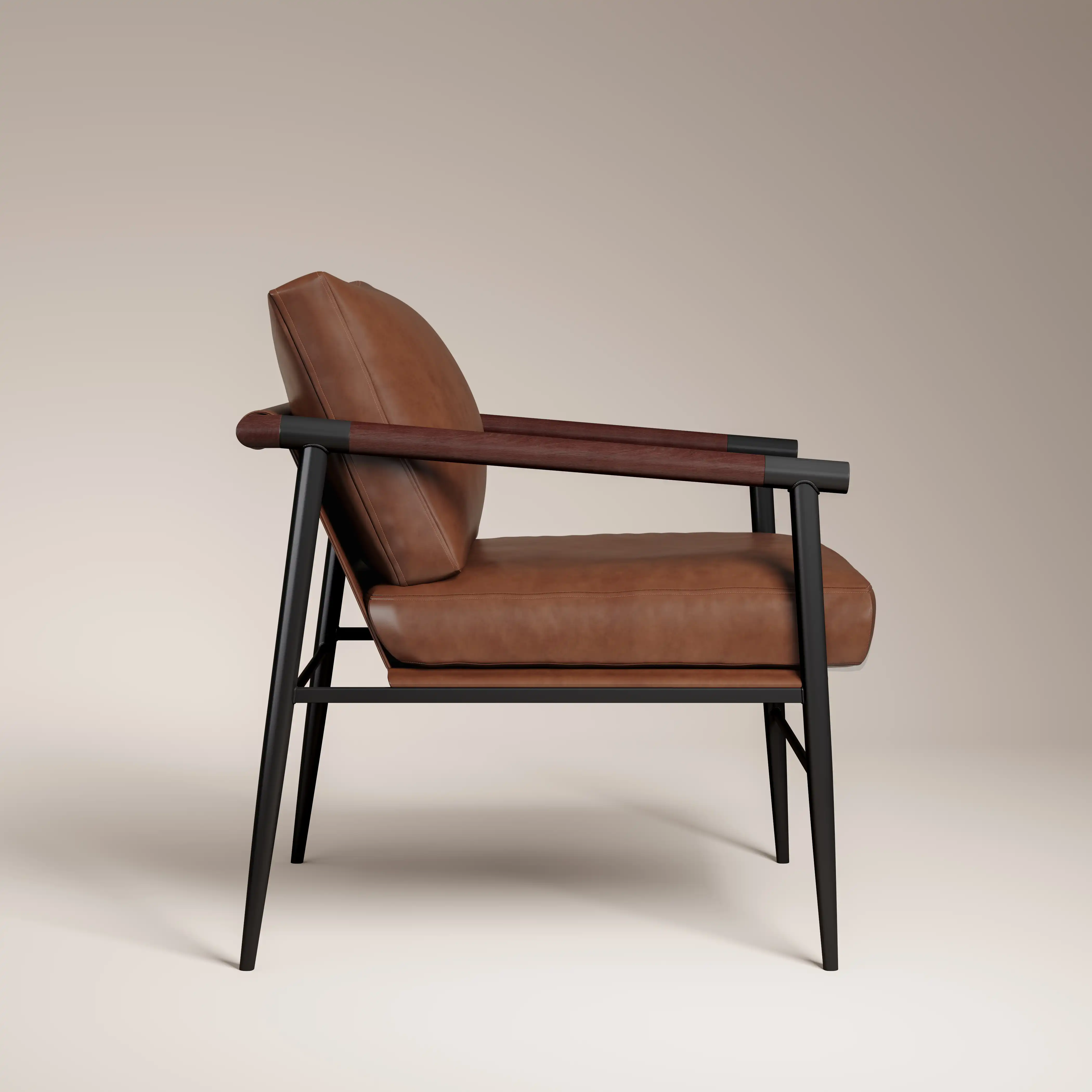 Barbican Armchair | Vintage Tan Faux Leather & Black - Image 4