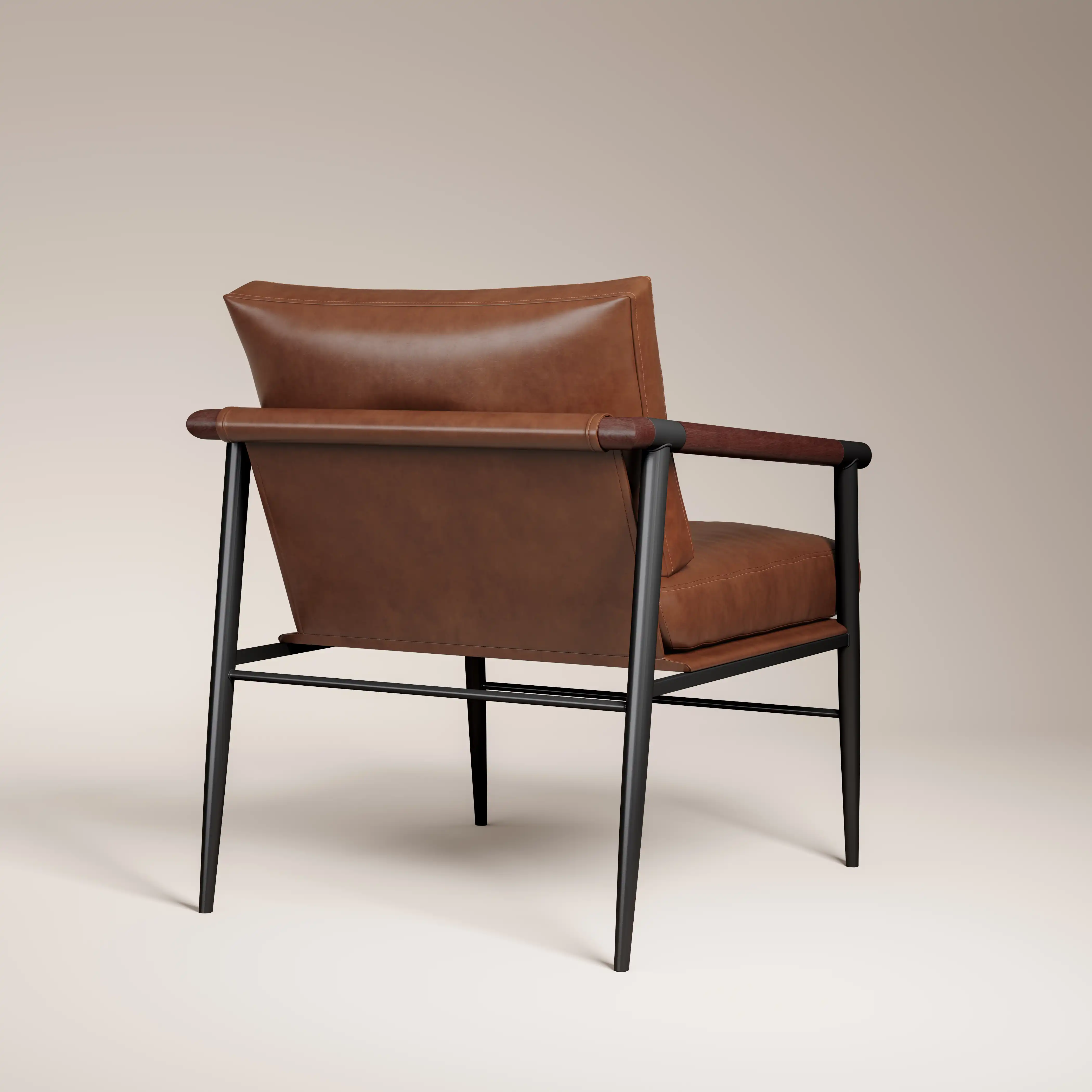 Barbican Armchair | Vintage Tan Faux Leather & Black - Image 5