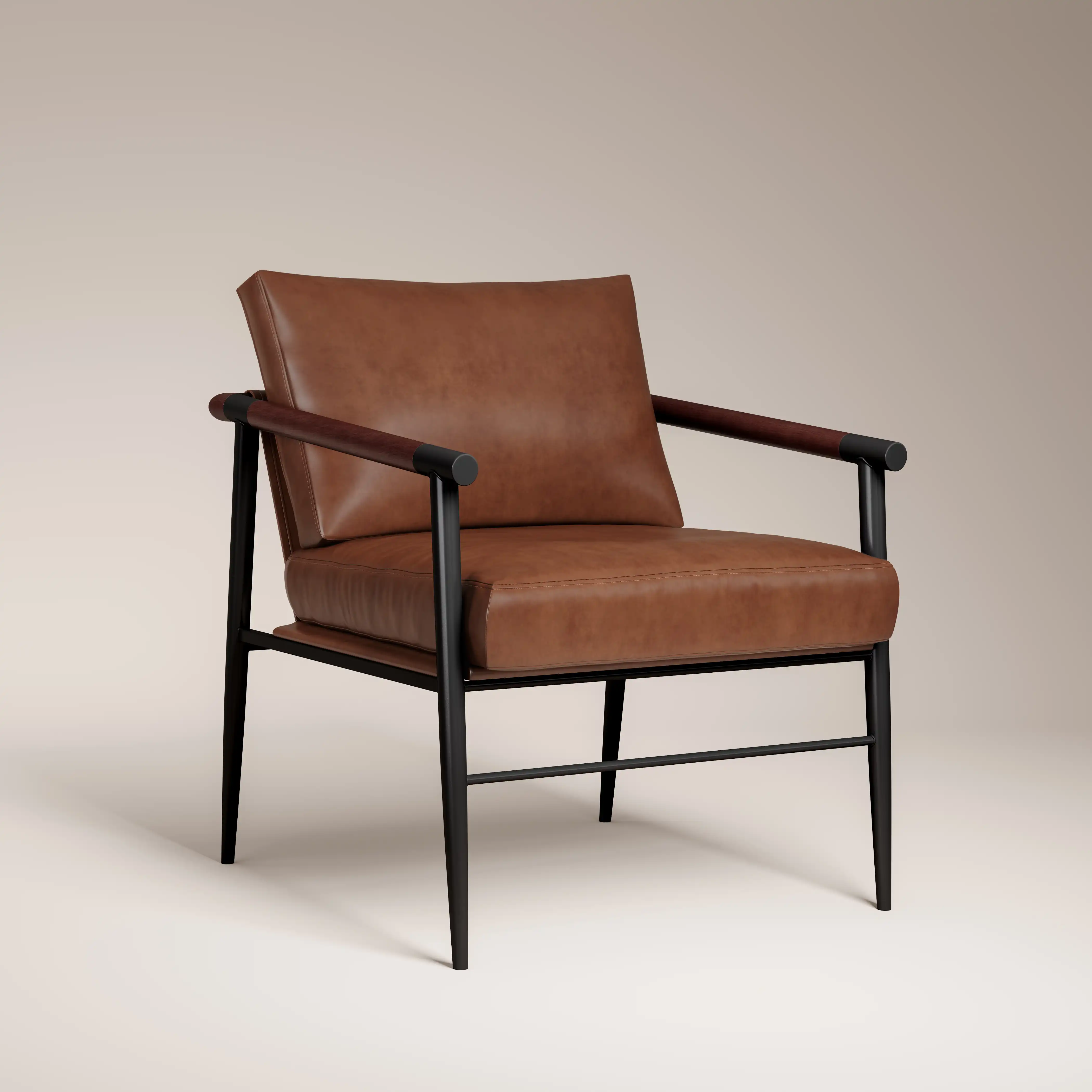 Barbican Armchair | Vintage Tan Faux Leather & Black - Image 6