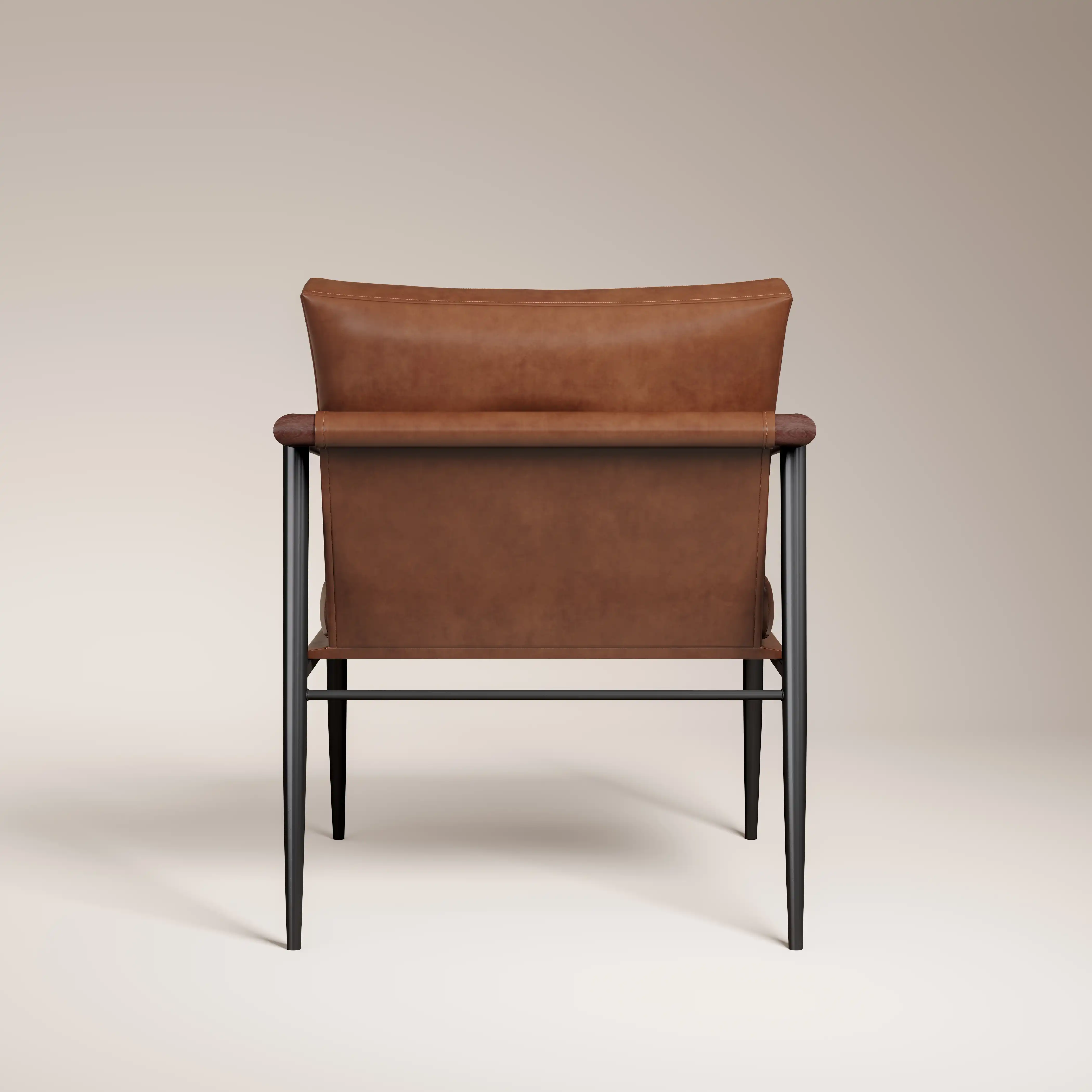 Barbican Armchair | Vintage Tan Faux Leather & Black - Image 7