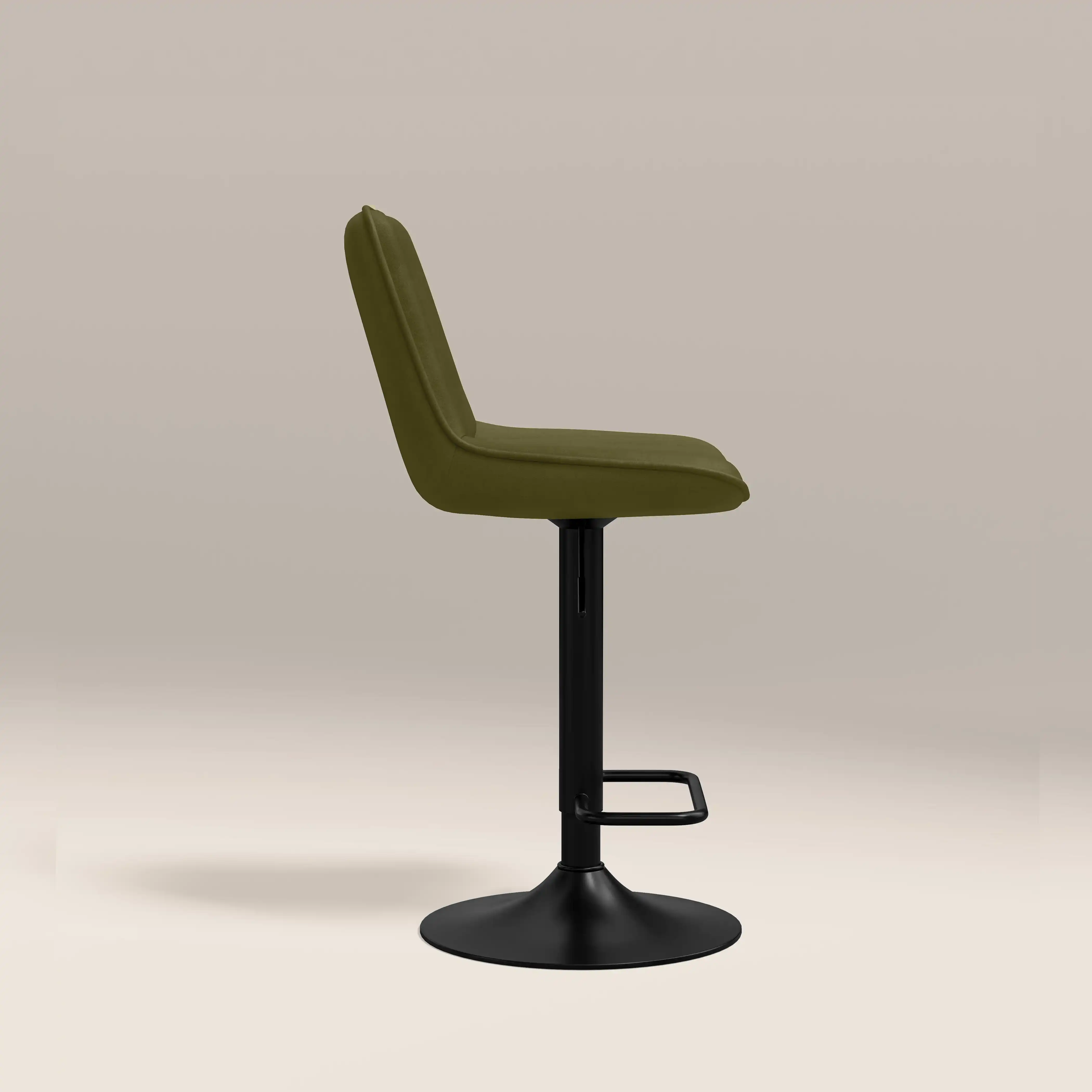 Barker Adjustable Stool | Olive Green Sustainable Velvet & Black - Image 4