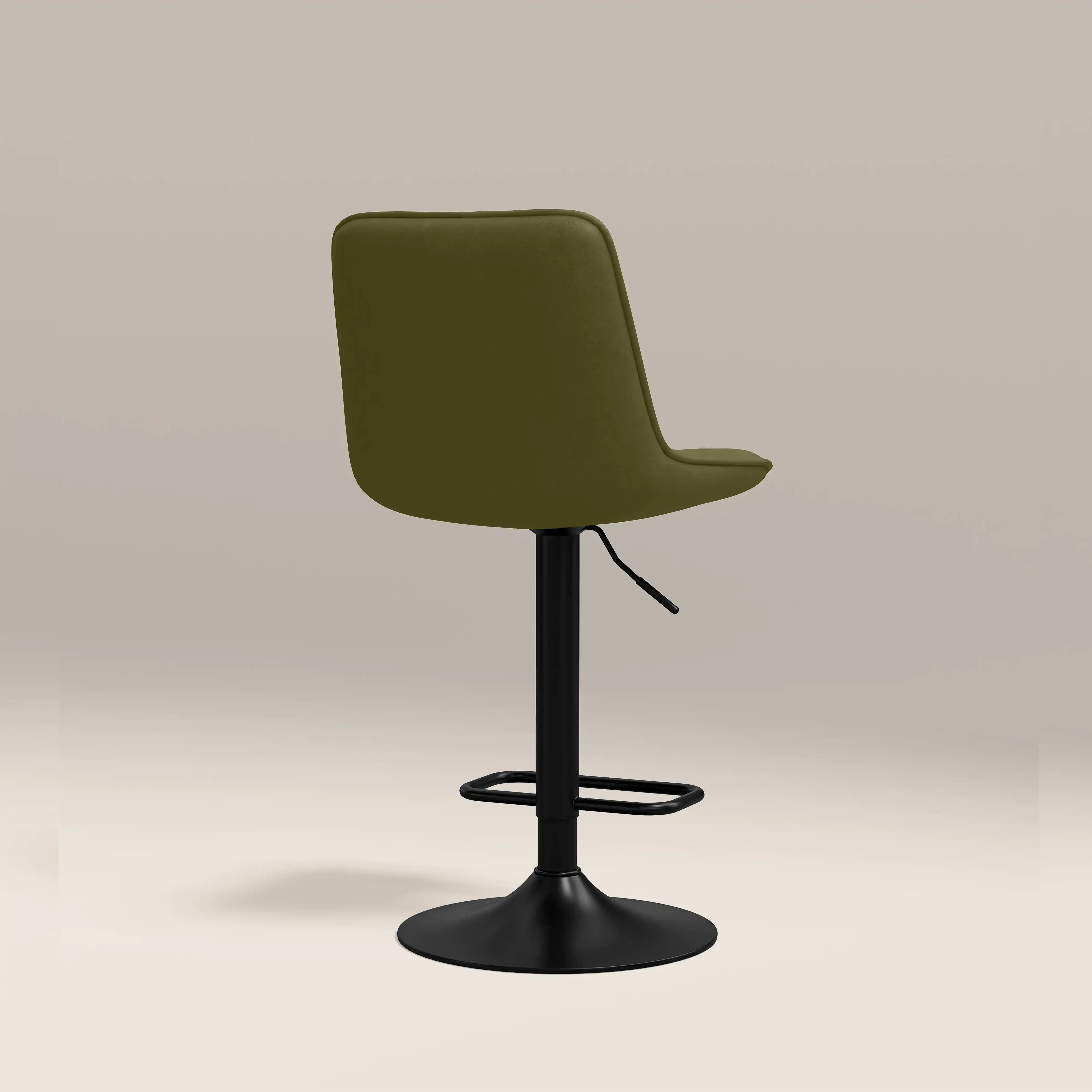 Barker Adjustable Stool | Olive Green Sustainable Velvet & Black - Image 5