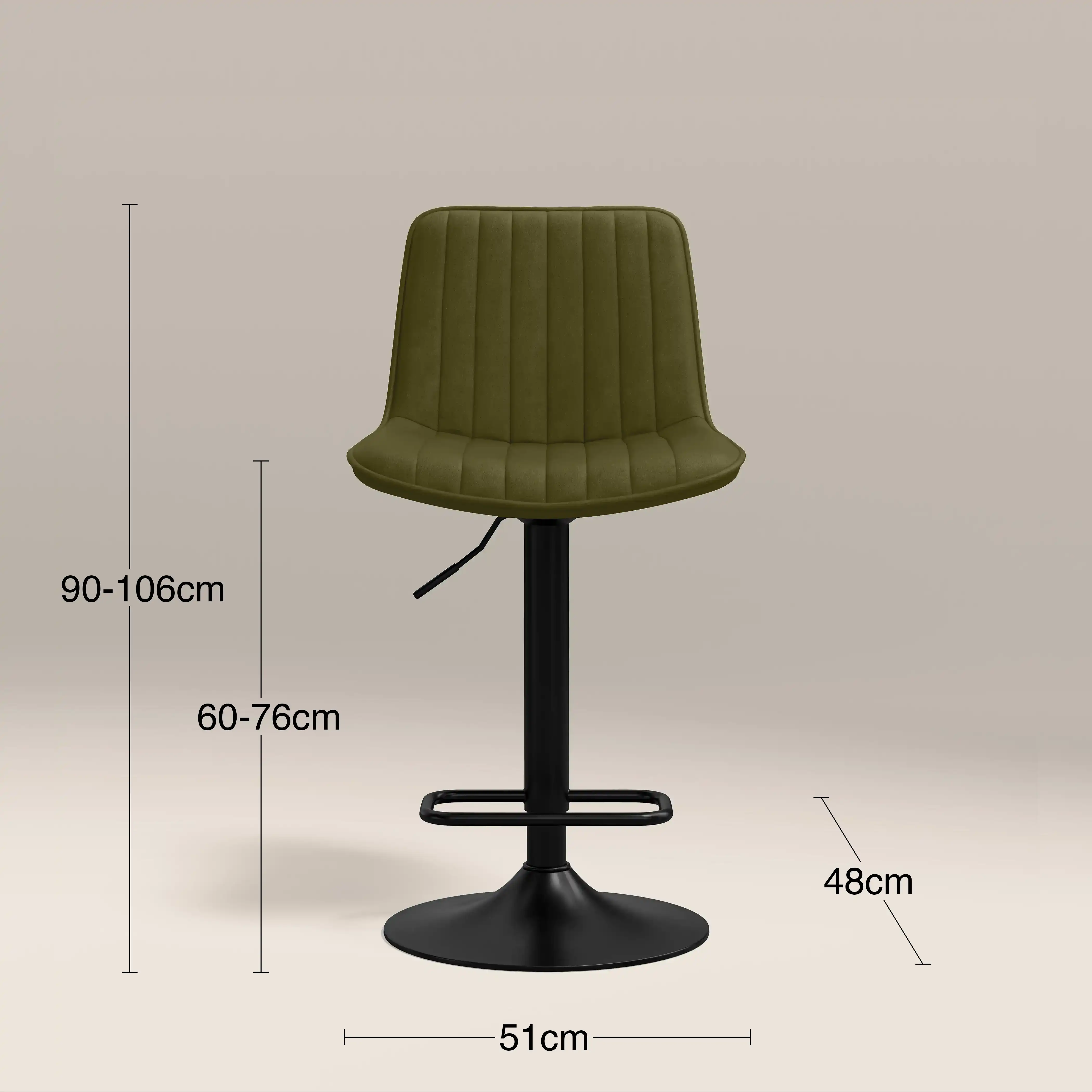 Barker Adjustable Stool | Olive Green Sustainable Velvet & Black - Image 7