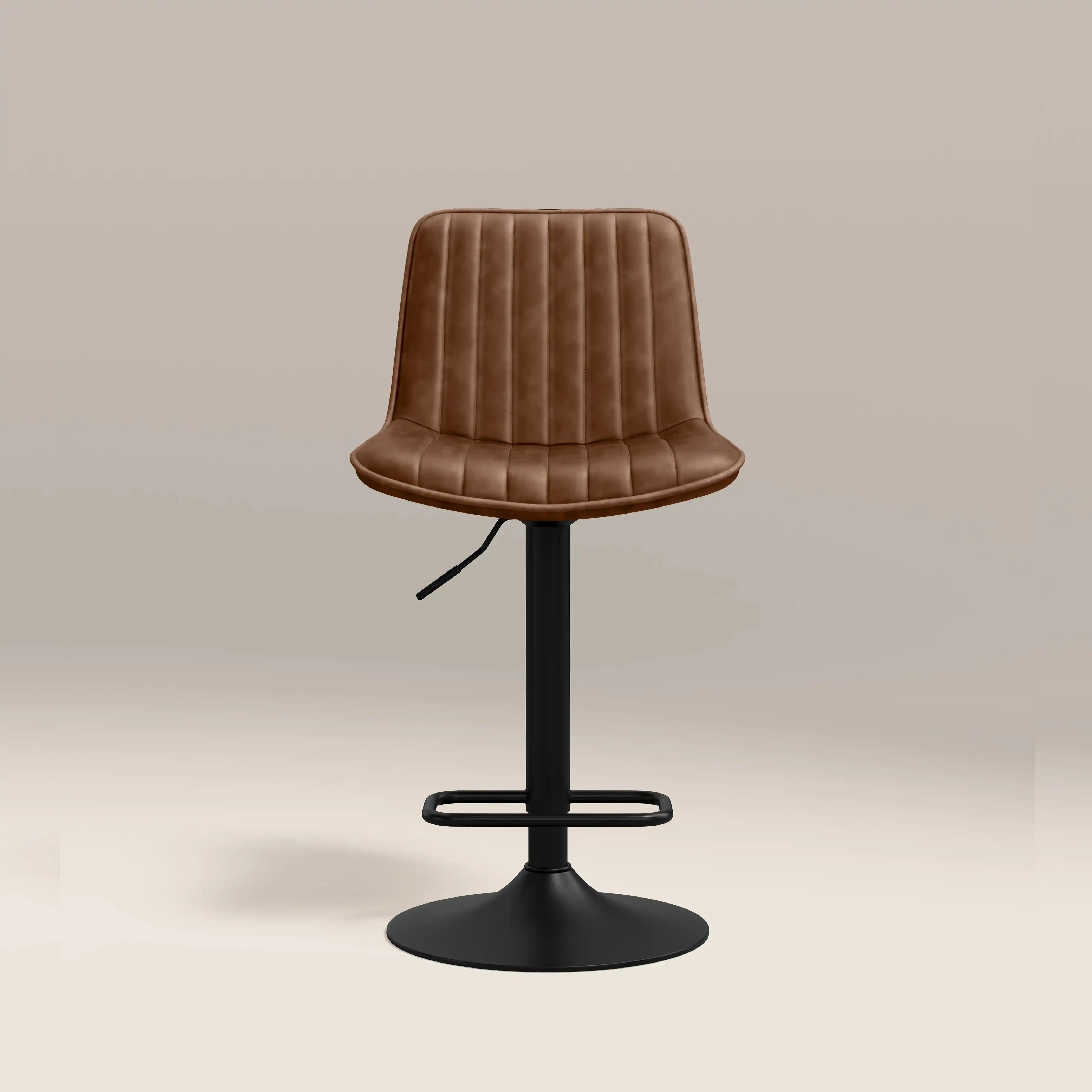 Barker Adjustable Stool | Vintage Tan Faux Leather & Black - Image 3