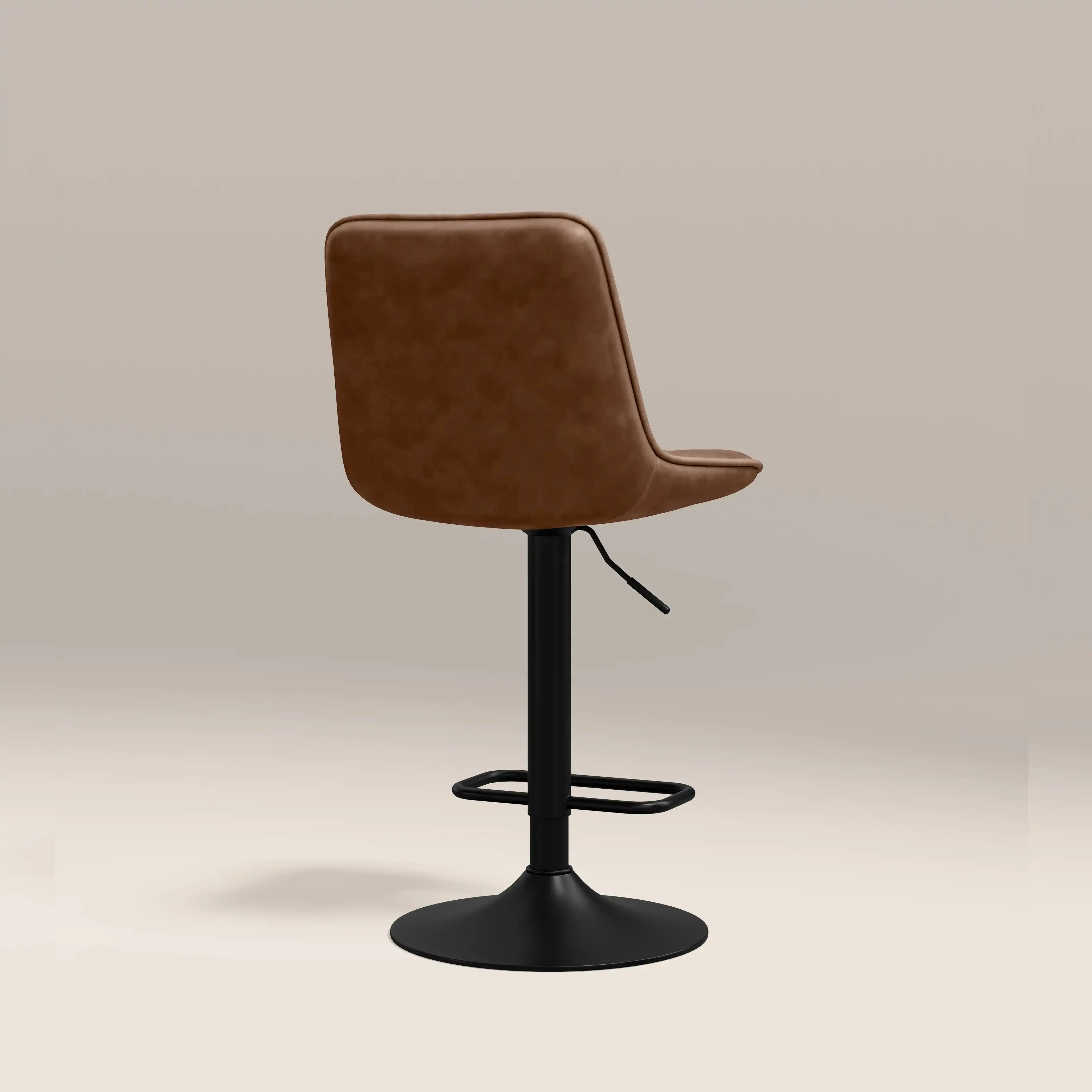 Barker Adjustable Stool | Vintage Tan Faux Leather & Black - Image 5