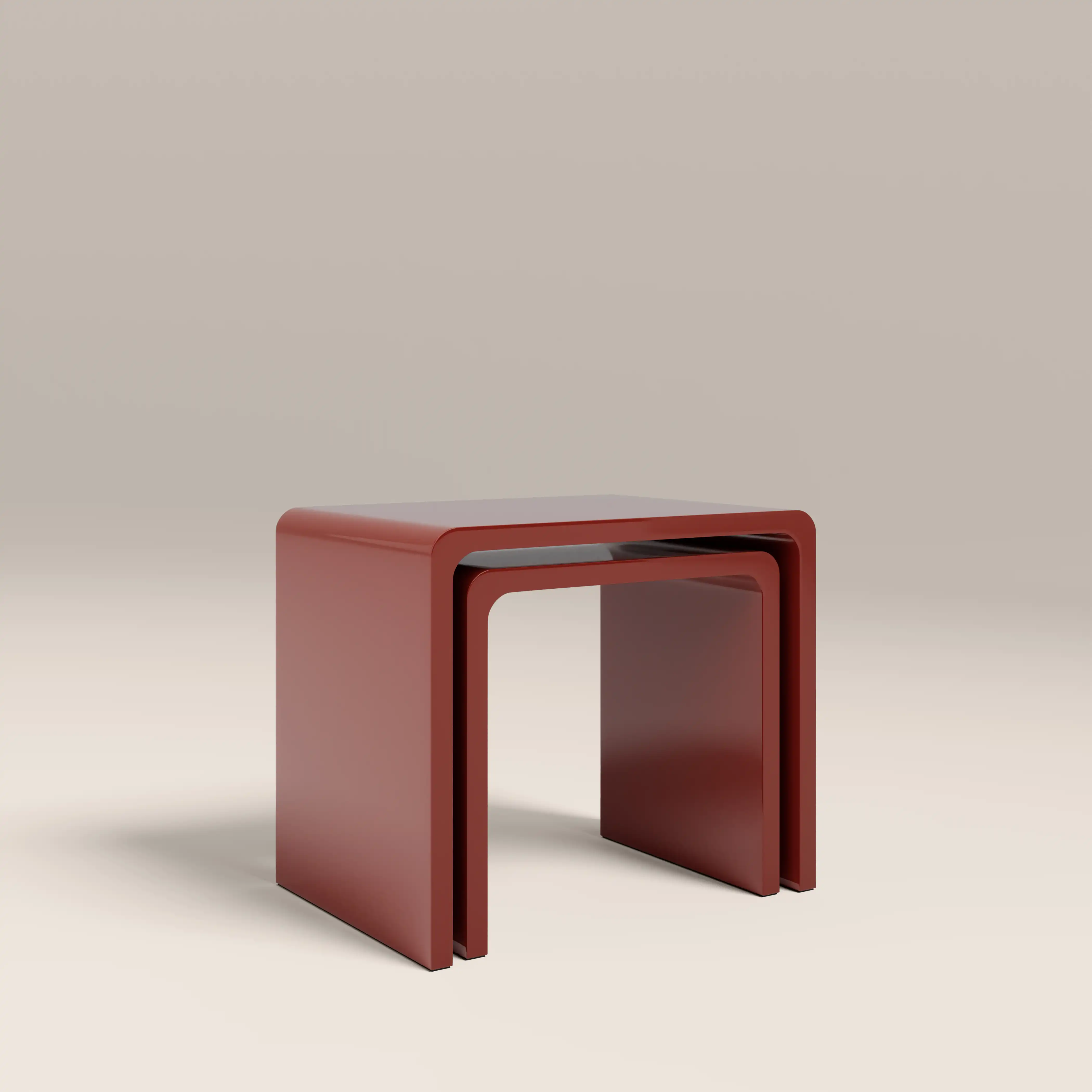 Barney Set of 2 Rectangle Nesting Side Tables | High Gloss Burgundy - Image 5