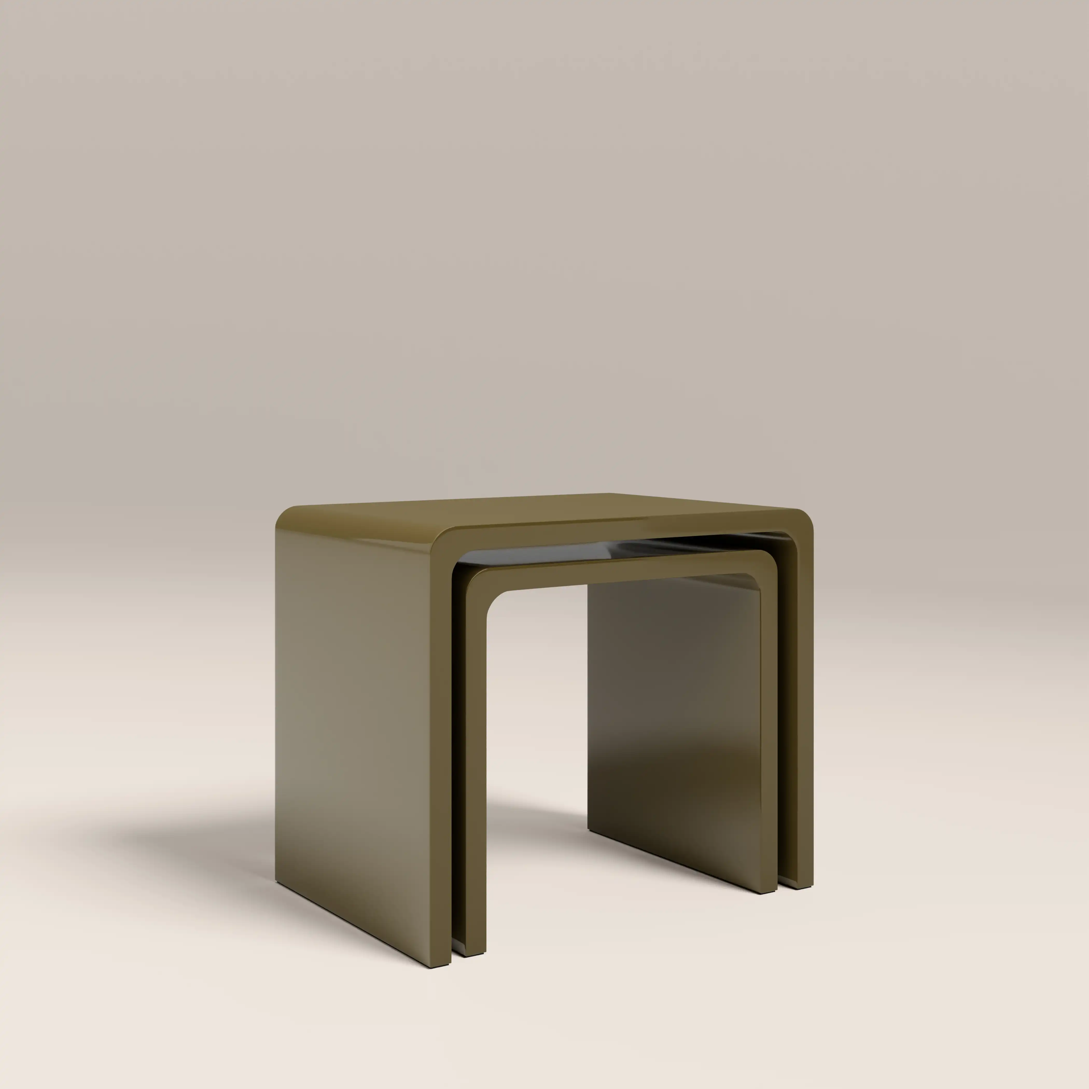 Barney Set of 2 Rectangle Nesting Side Tables | High Gloss Olive Green - Image 5