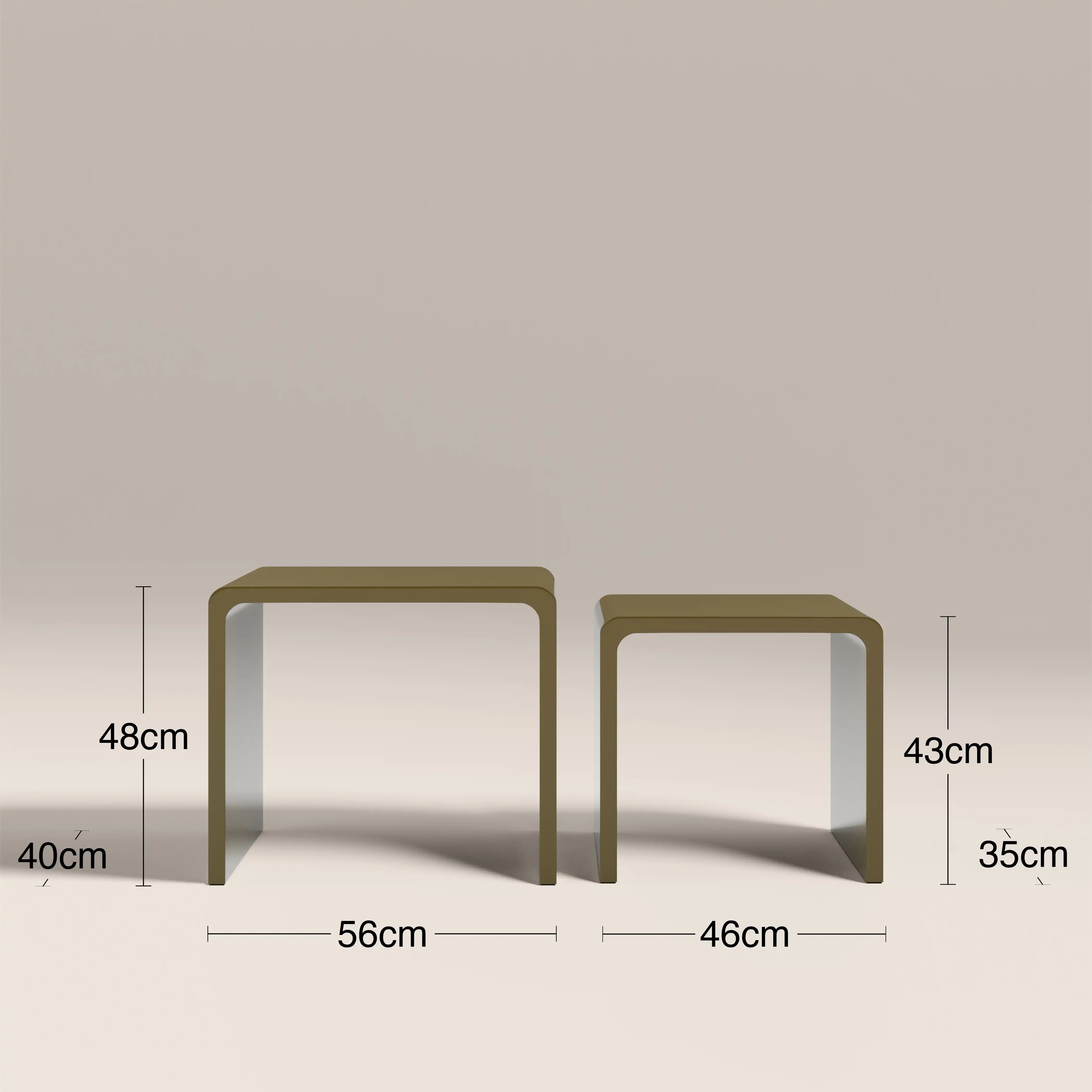 Barney Set of 2 Rectangle Nesting Side Tables | High Gloss Olive Green - Image 6