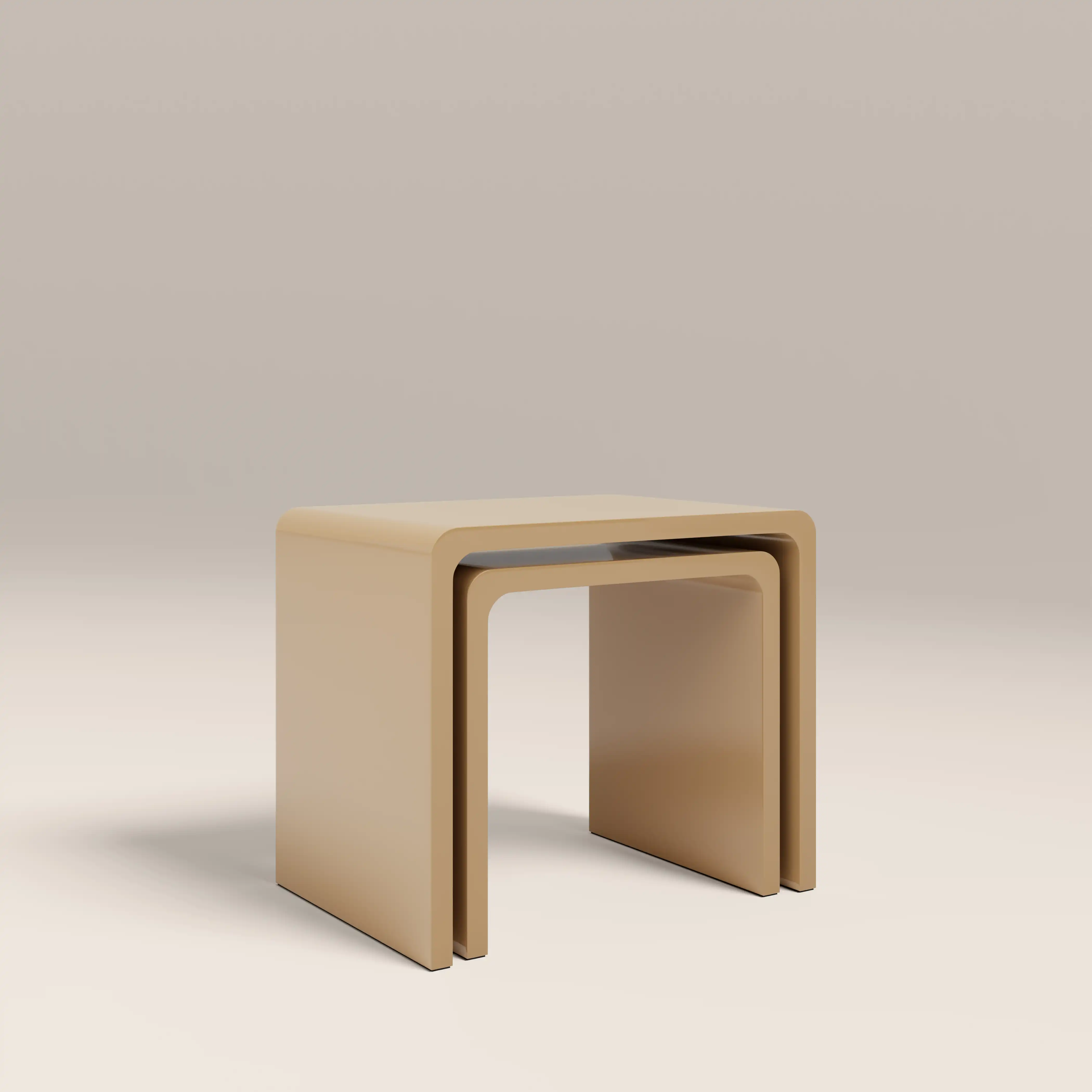 Barney Set of 2 Rectangle Nesting Side Tables | High Gloss Taupe - Image 5
