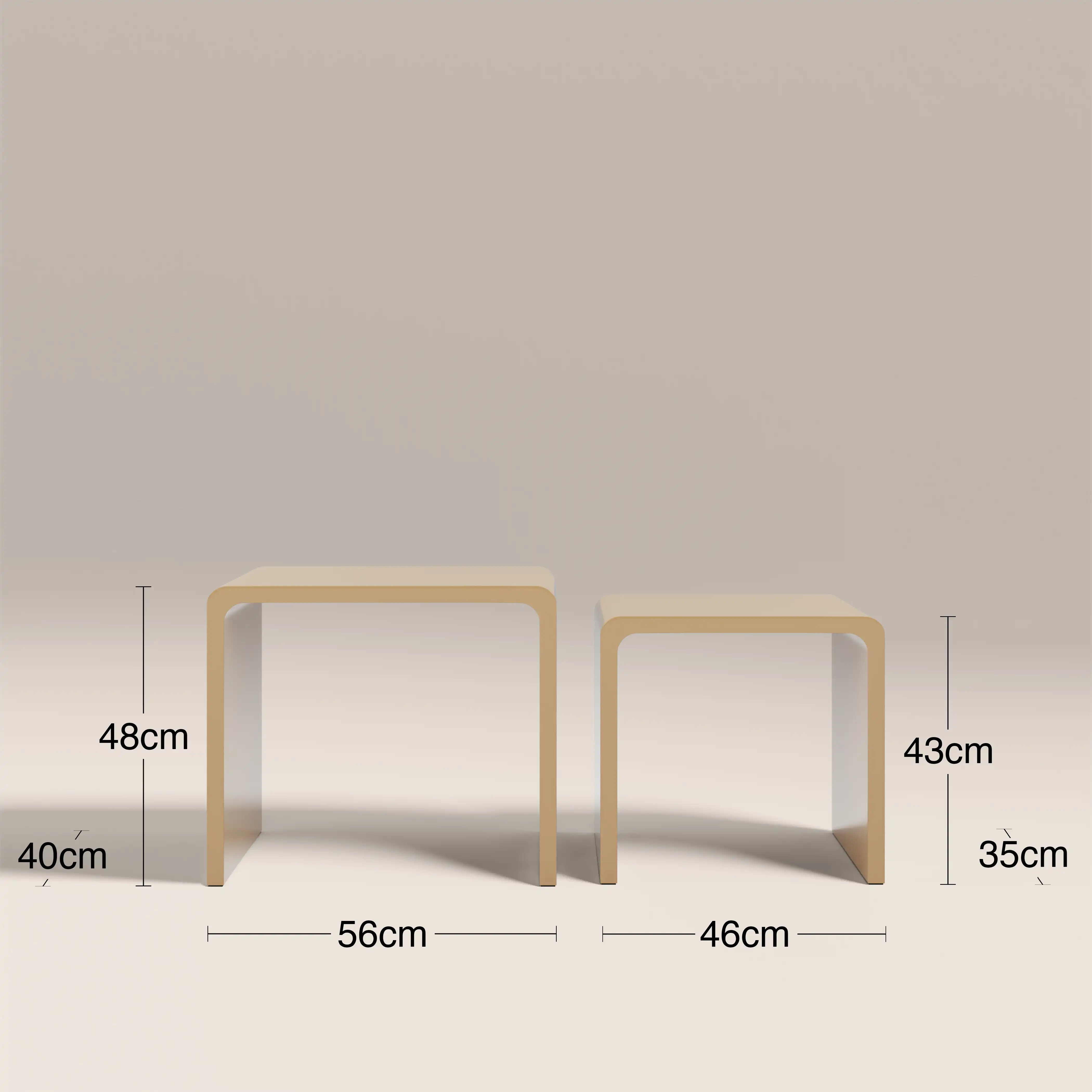 Barney Set of 2 Rectangle Nesting Side Tables | High Gloss Taupe - Image 6