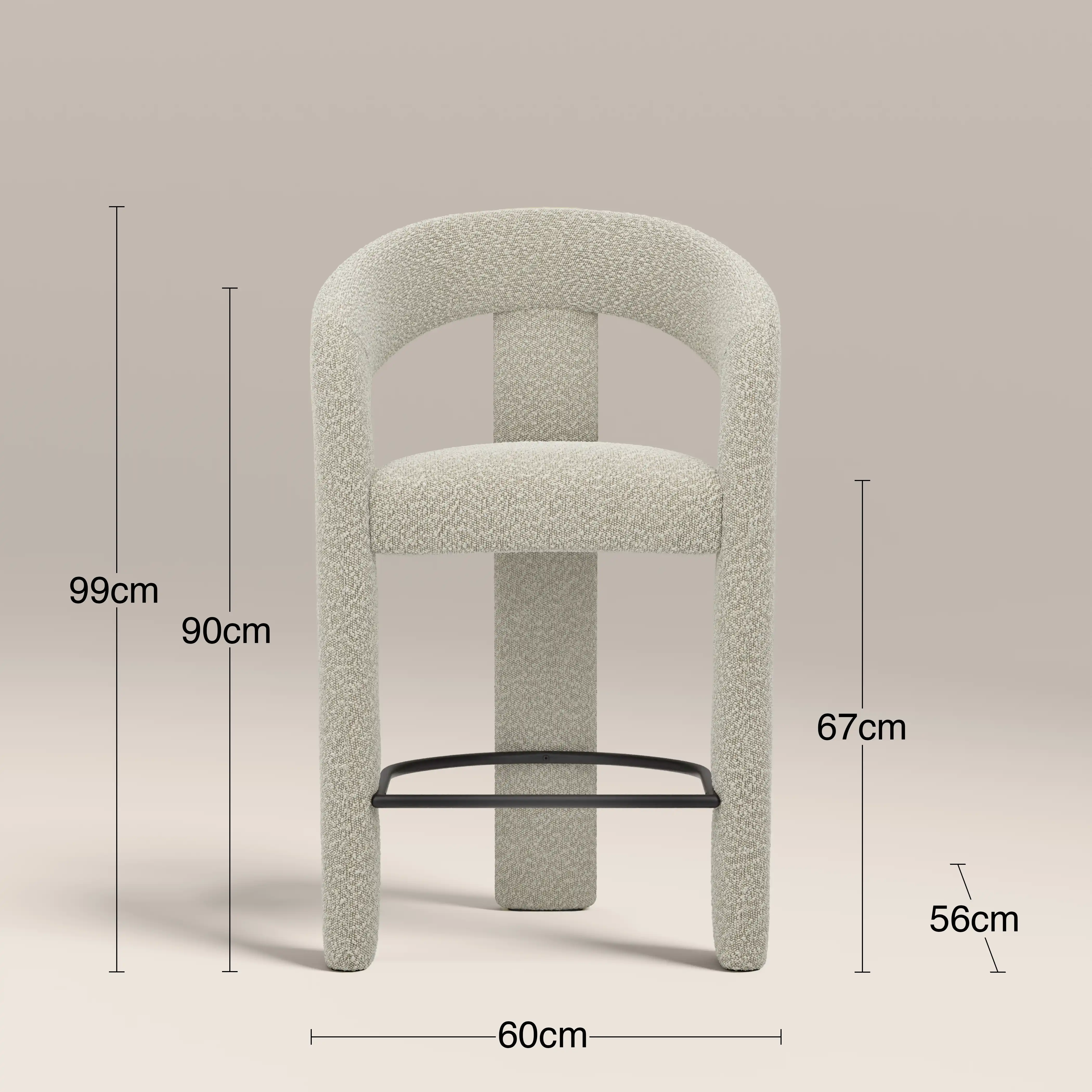 Bellamy Kitchen Stool | Speckled Stone Sustainable Boucle - Image 7