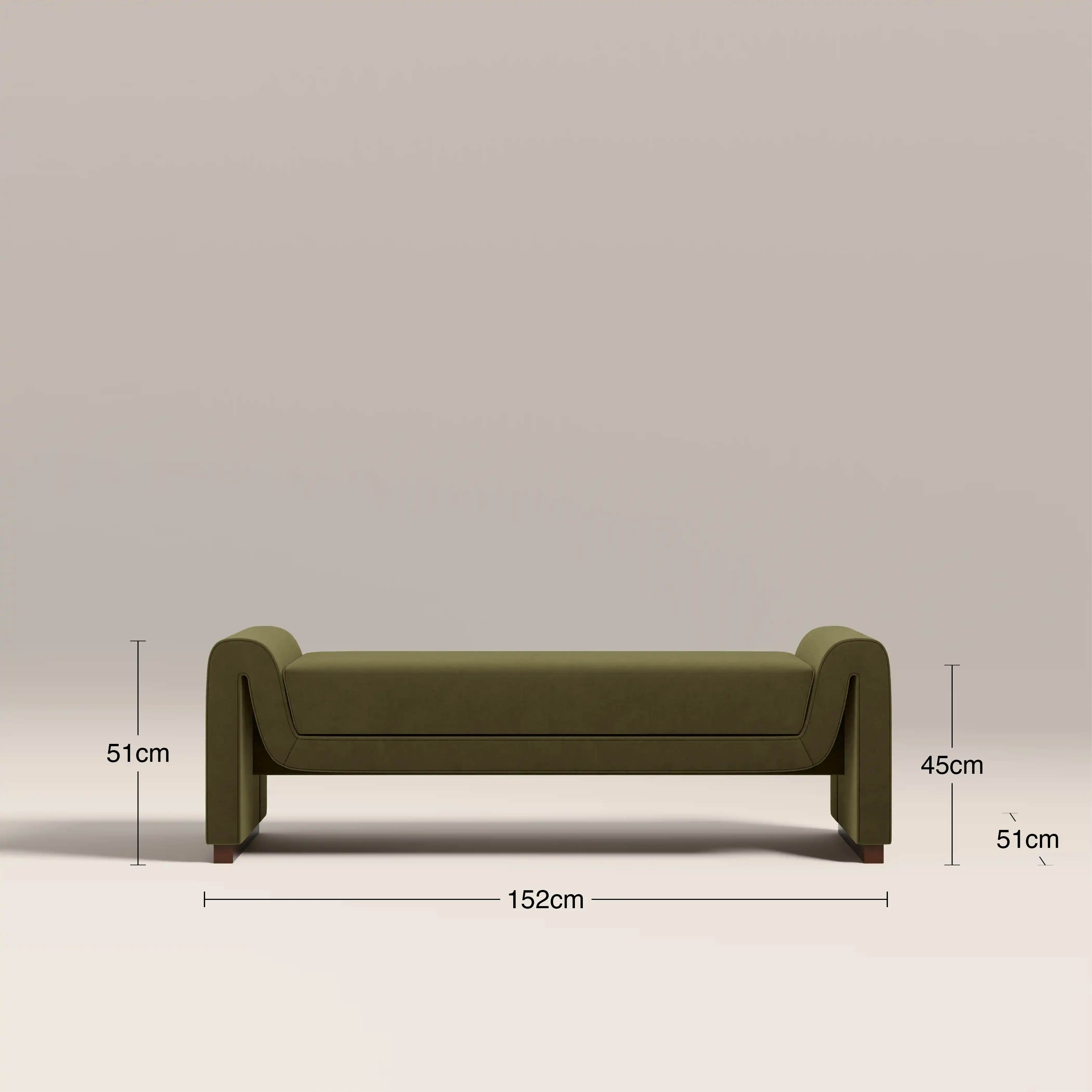 Bennett Bench | Moss Green Sustainable Mohair Velvet & Walnut - Image 7