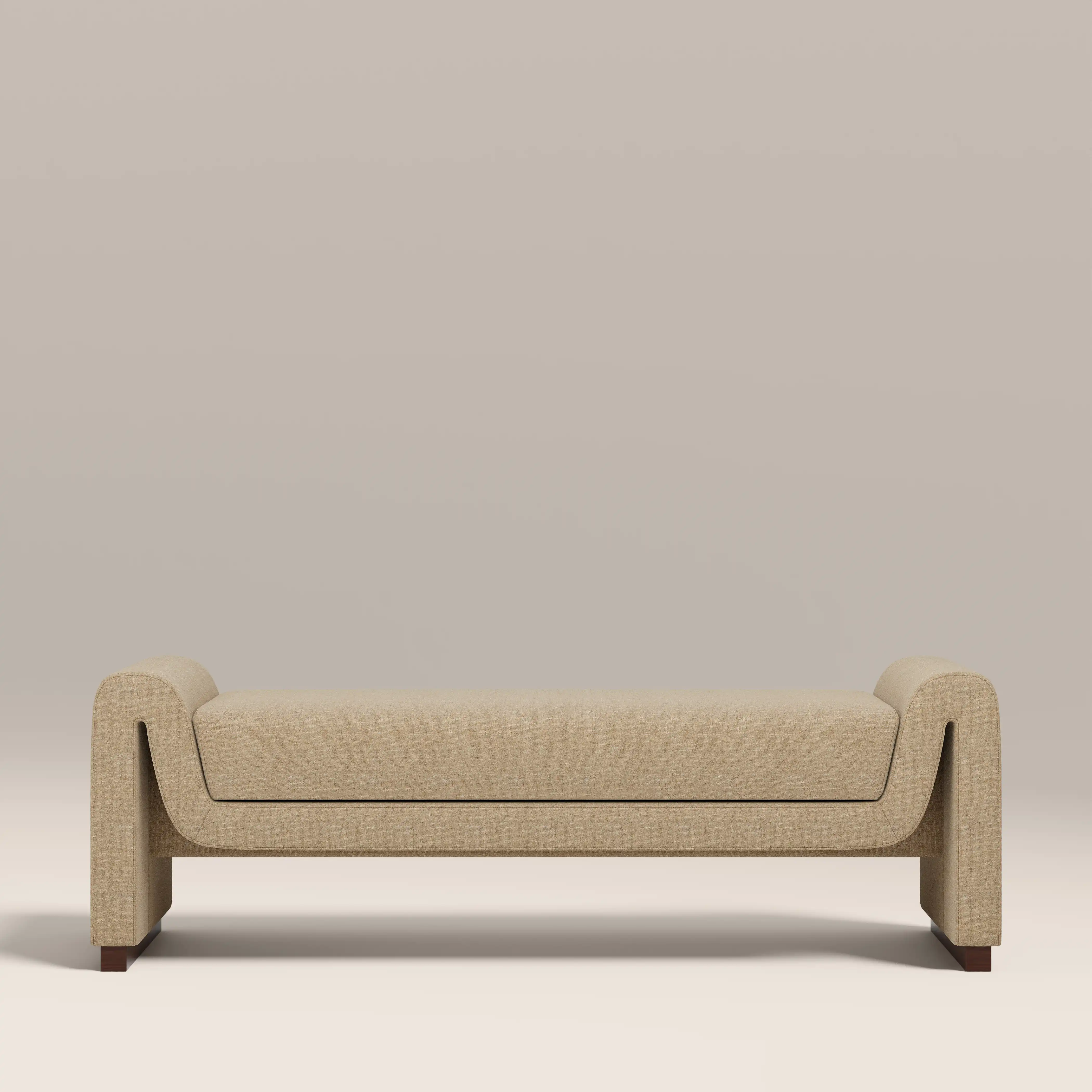 Bennett Bench | Speckled Latte Boucle & Walnut - Image 2