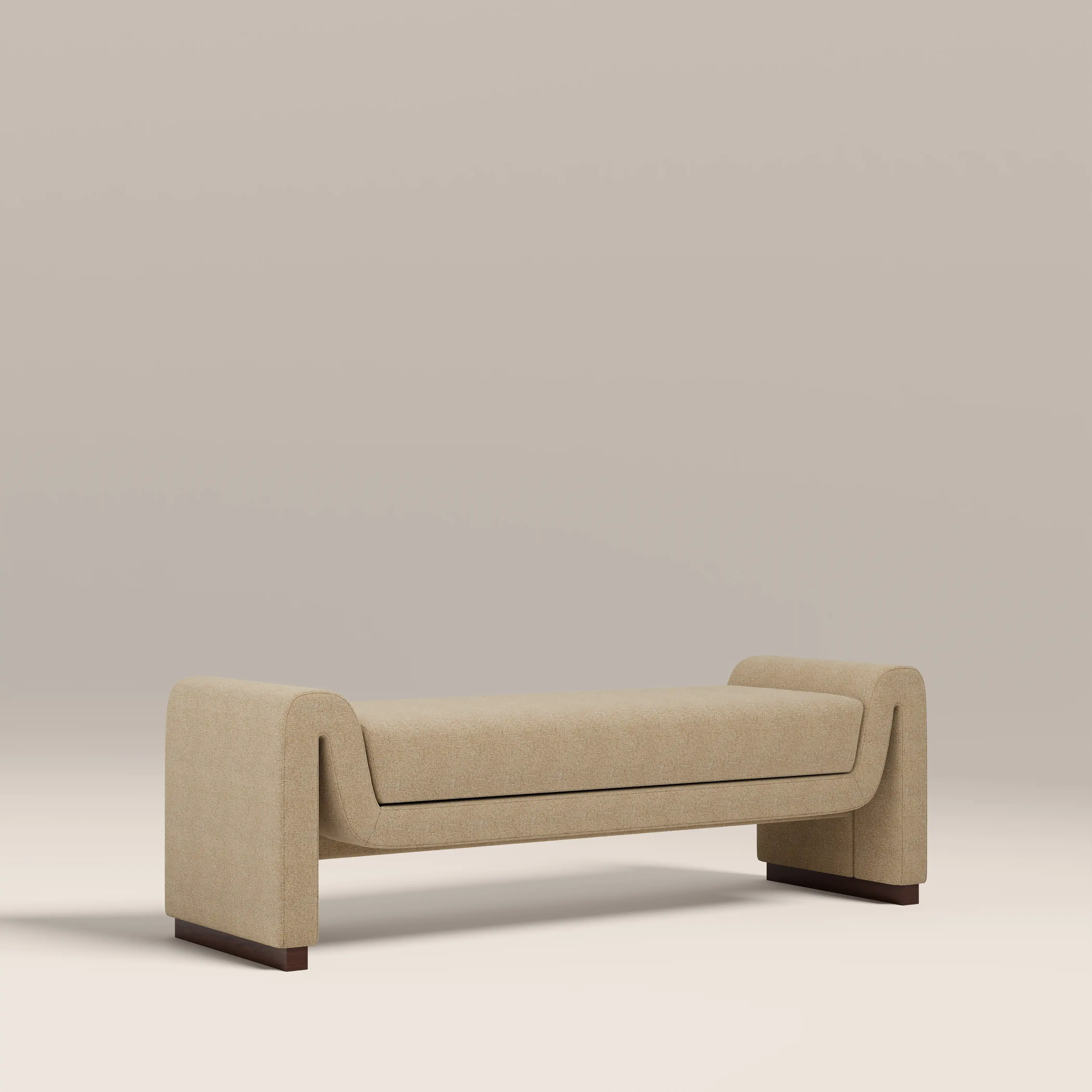 Bennett Bench | Speckled Latte Boucle & Walnut - Image 3