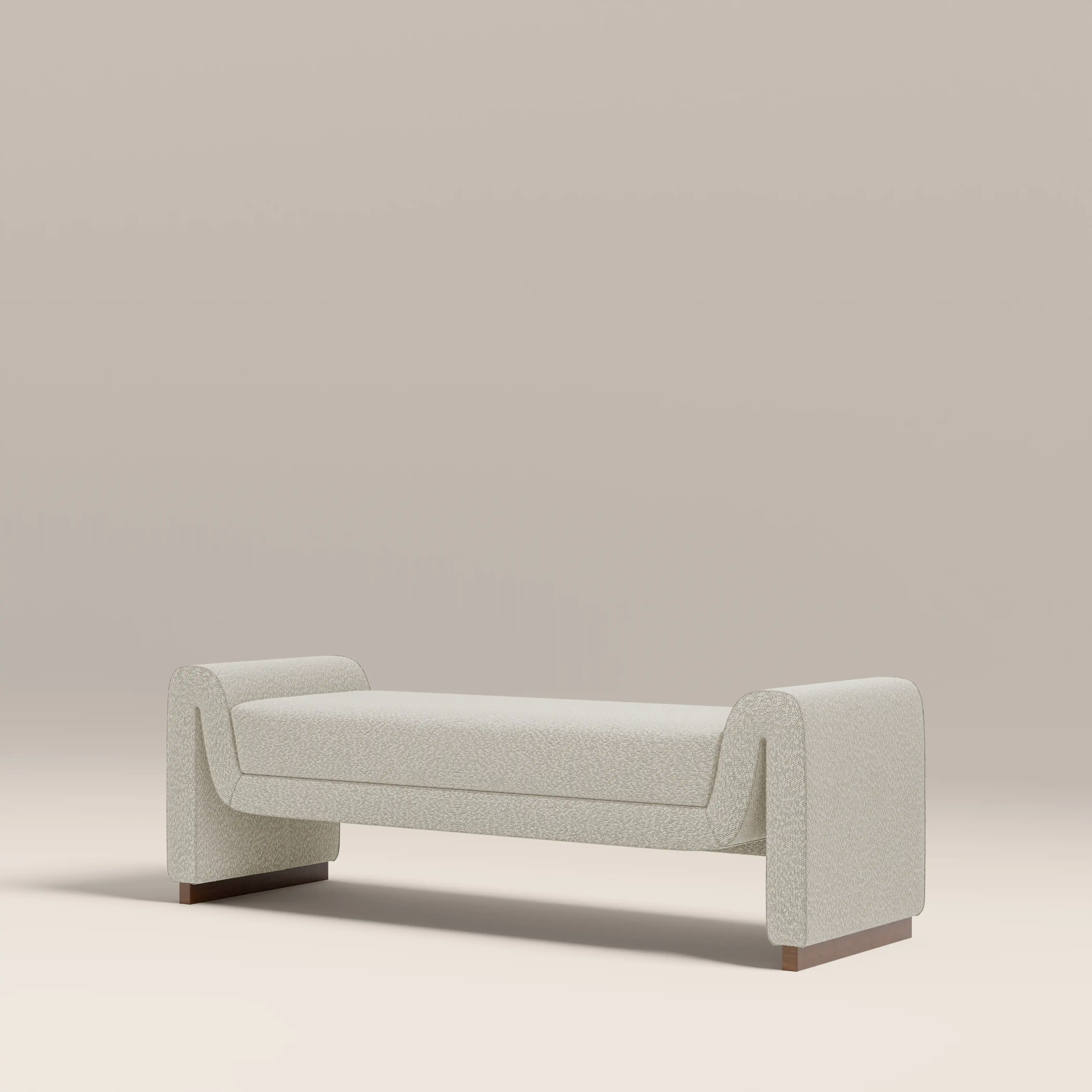 Bennett Bench | Speckled Stone Sustainable Boucle & Walnut - Image 5