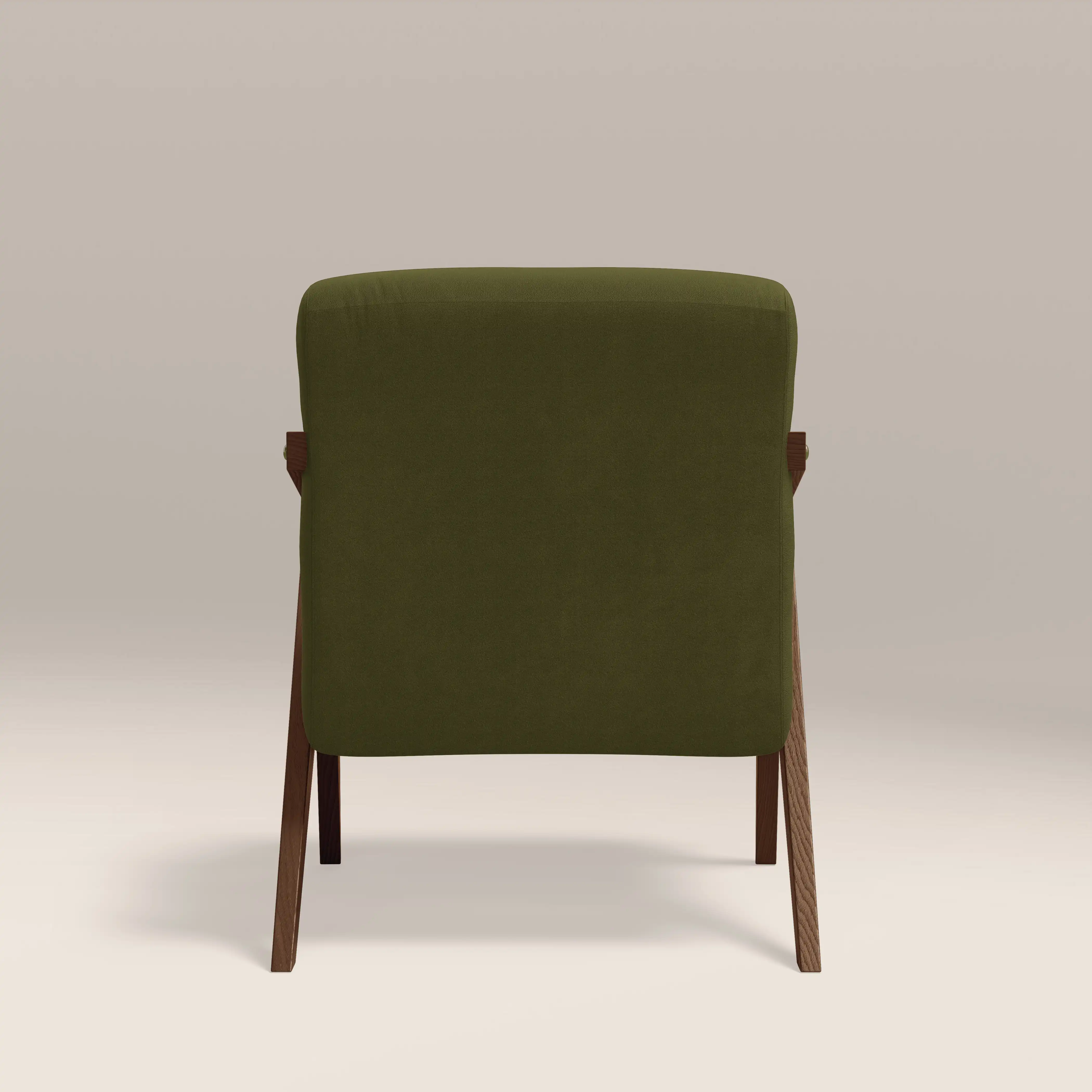 Bennie Accent Chair | Olive Green Sustainable Velvet & Walnut - Image 6