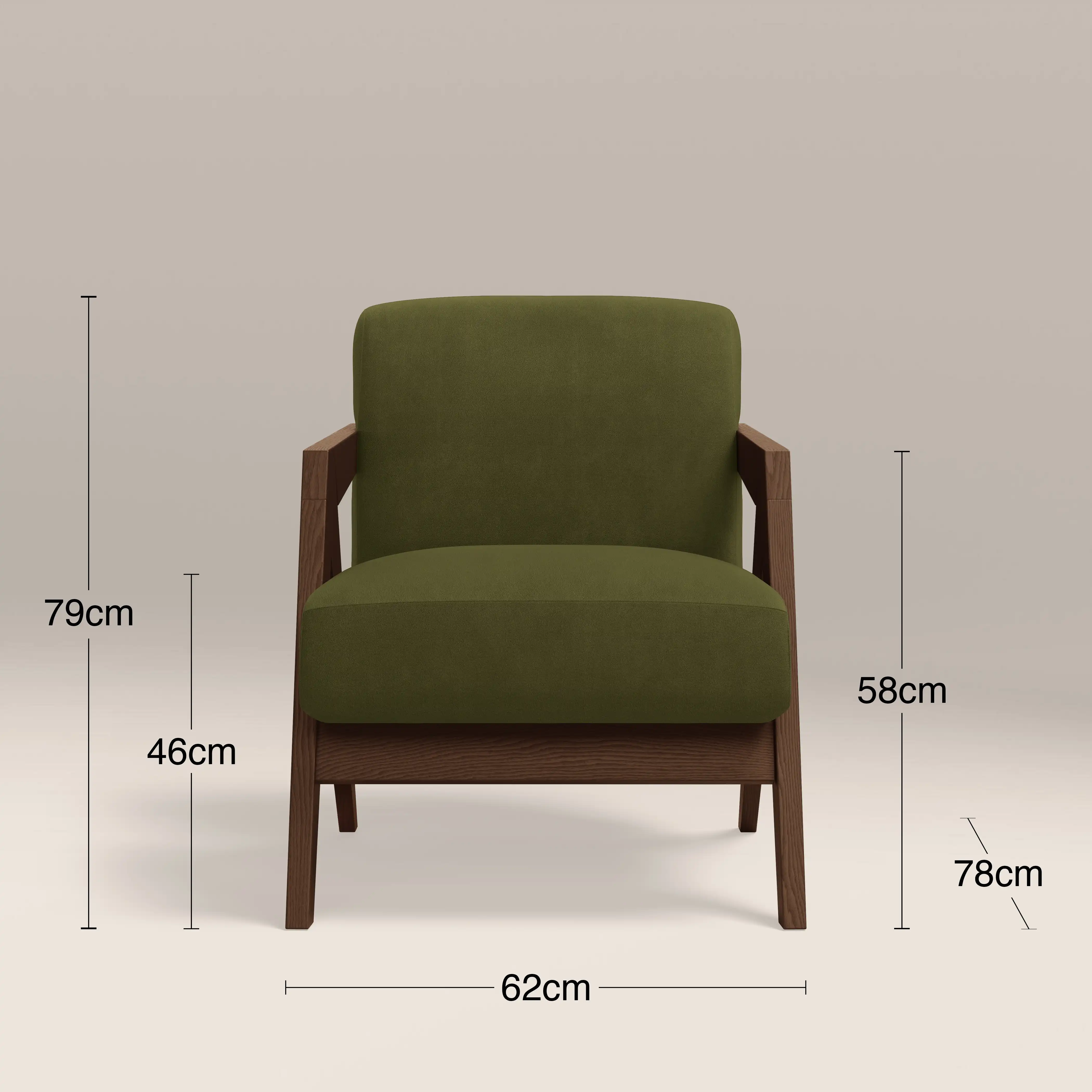 Bennie Accent Chair | Olive Green Sustainable Velvet & Walnut - Image 7