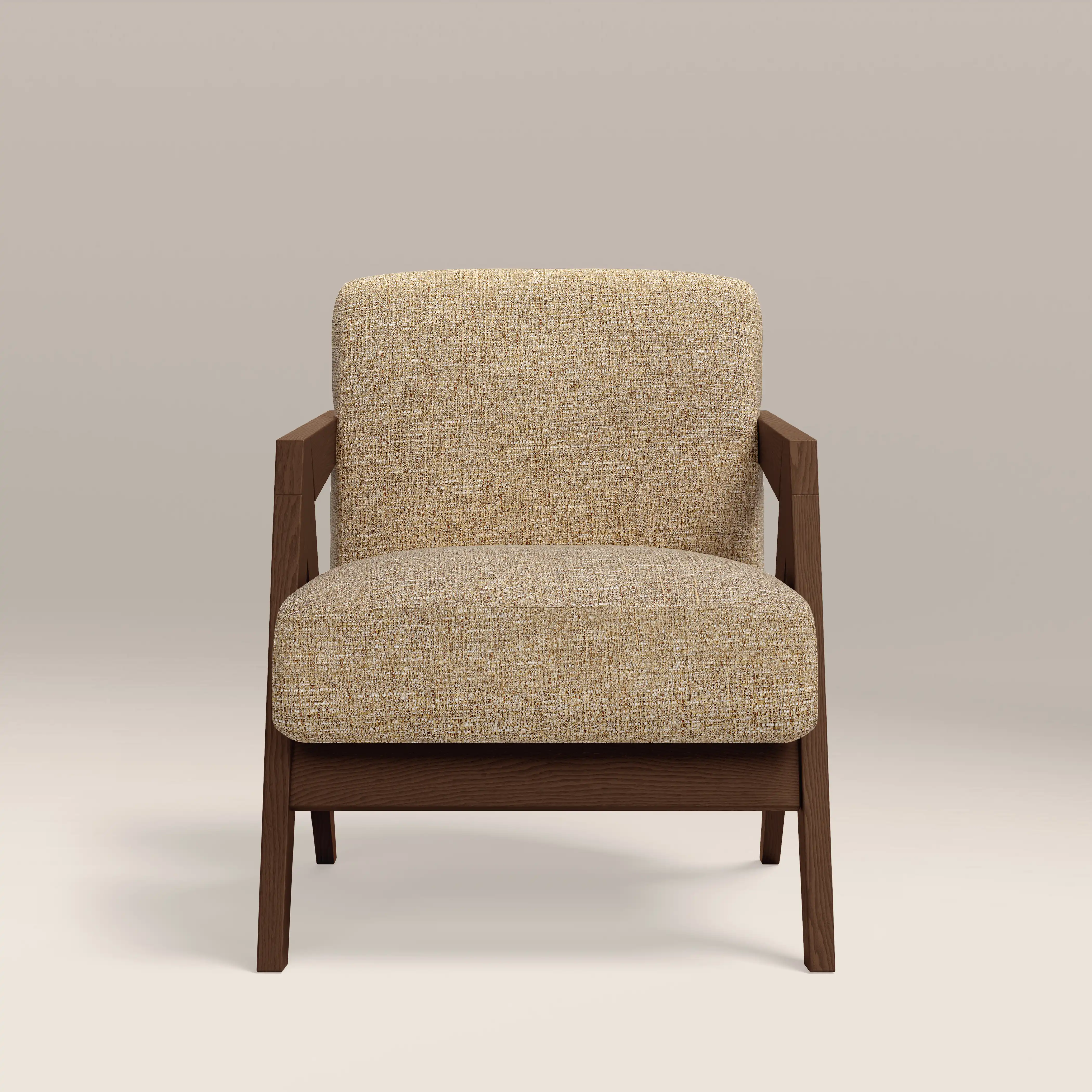 Bennie Accent Chair | Speckled Latte Boucle & Walnut - Image 2