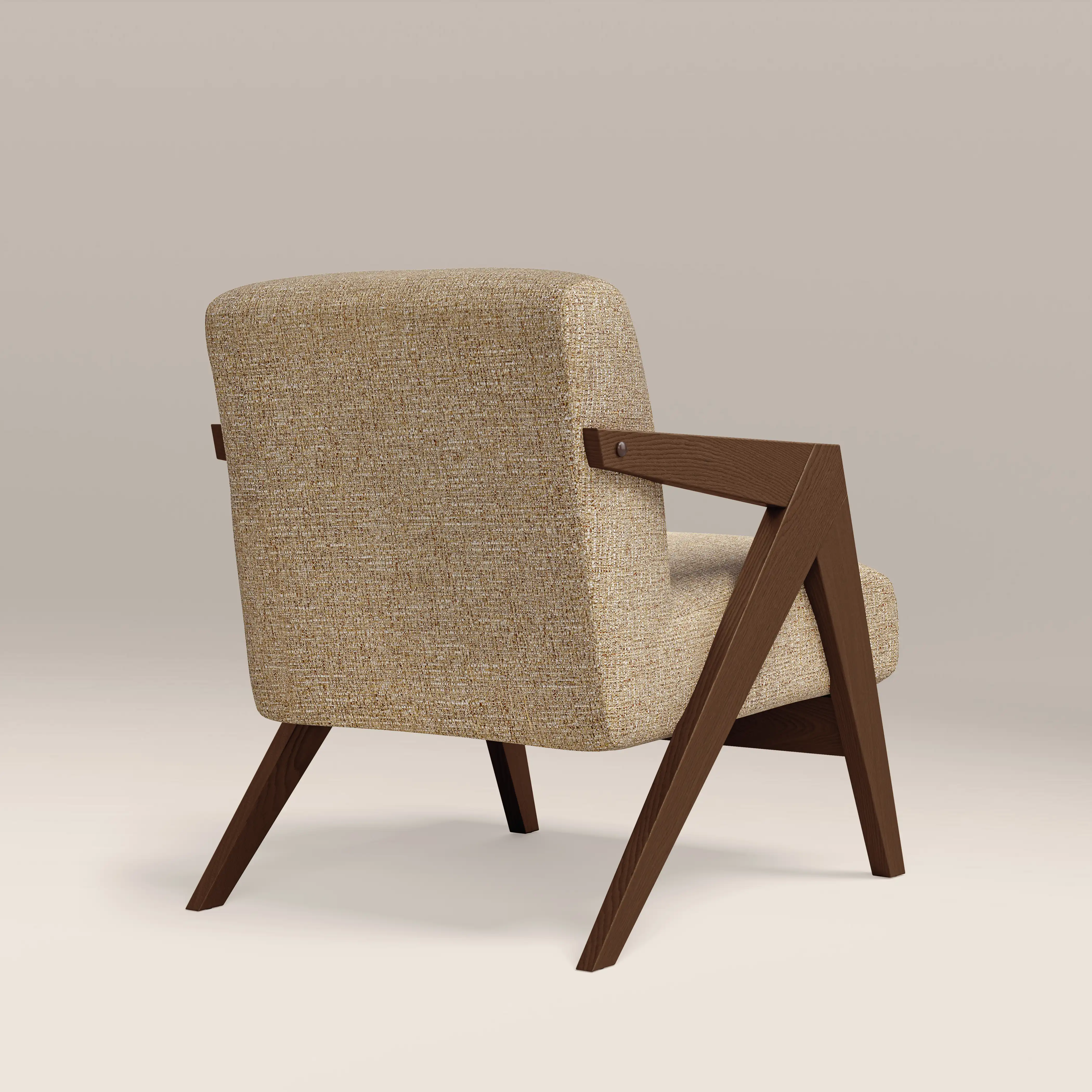 Bennie Accent Chair | Speckled Latte Boucle & Walnut - Image 5