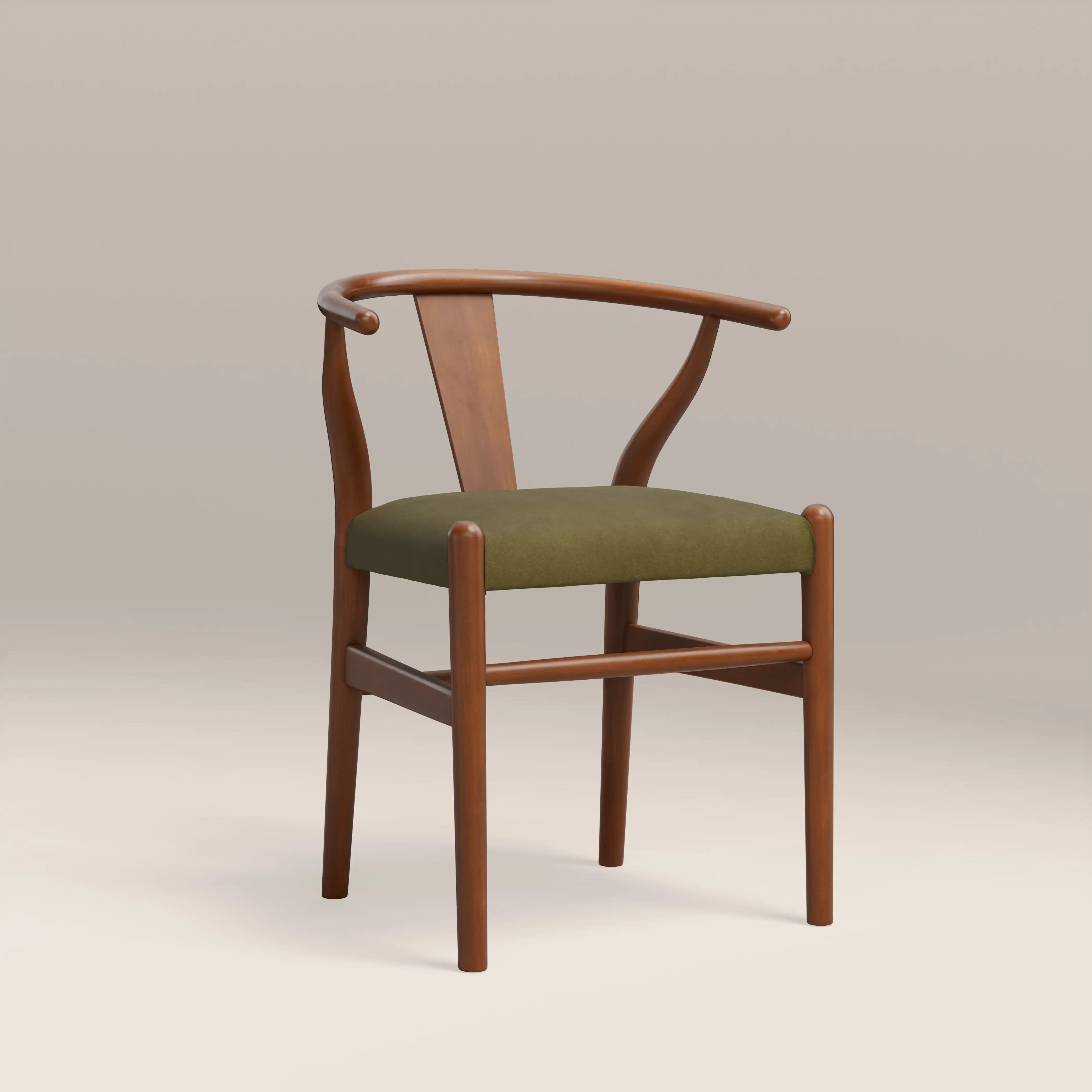 Bjorn Wooden Dining Chair | Moss Green Sustainable Mohair Velvet & Walnut - Image 2