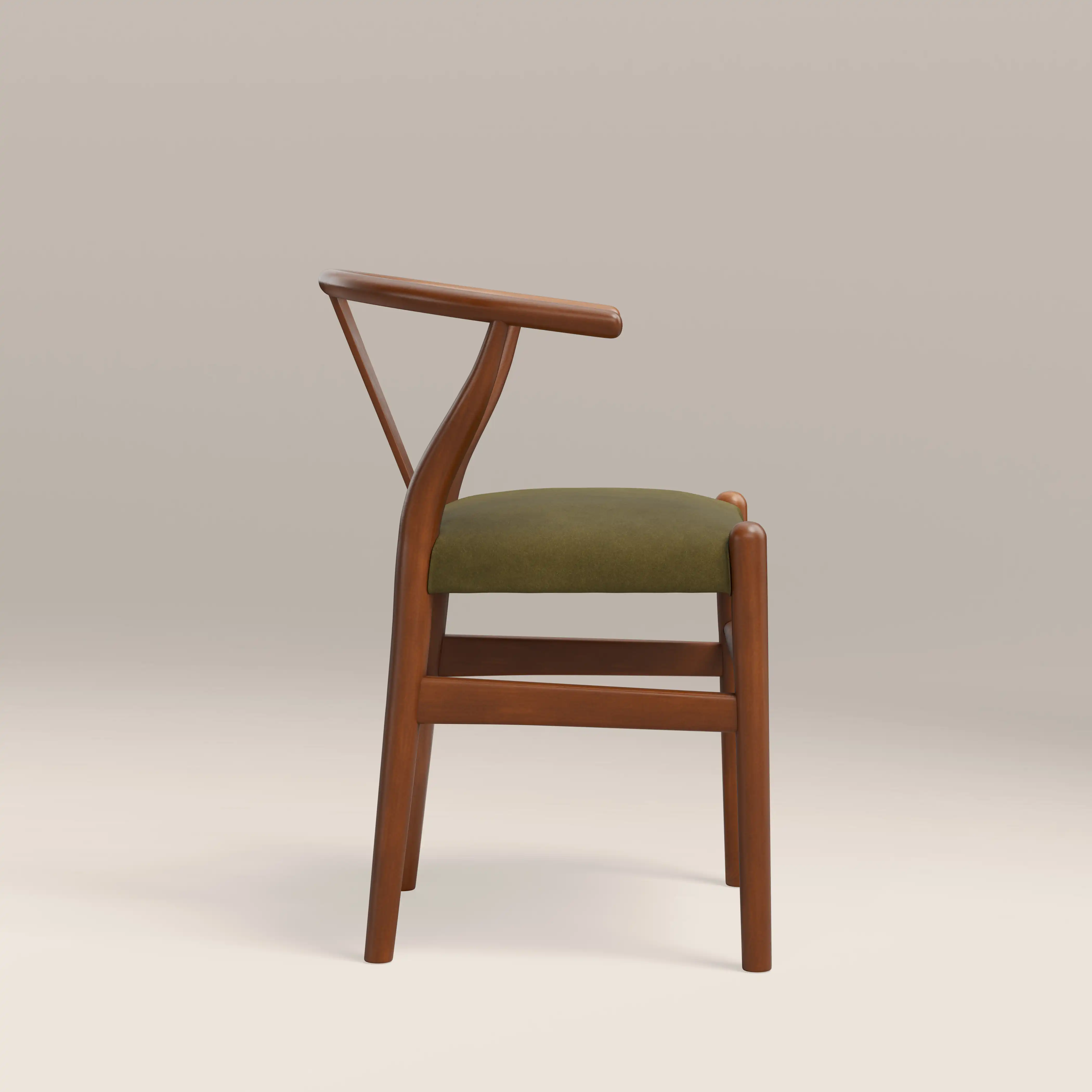 Bjorn Wooden Dining Chair | Moss Green Sustainable Mohair Velvet & Walnut - Image 5