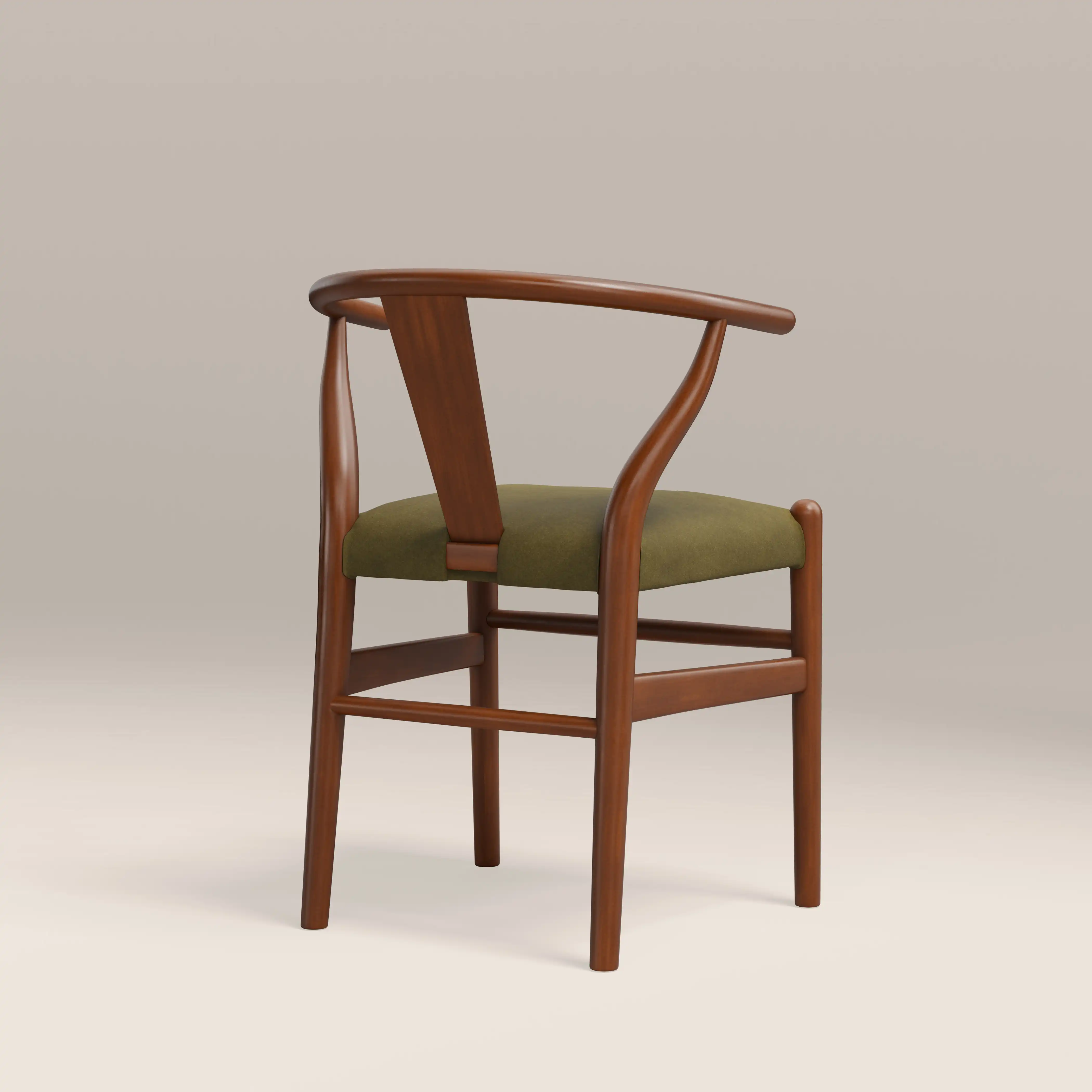 Bjorn Wooden Dining Chair | Moss Green Sustainable Mohair Velvet & Walnut - Image 6