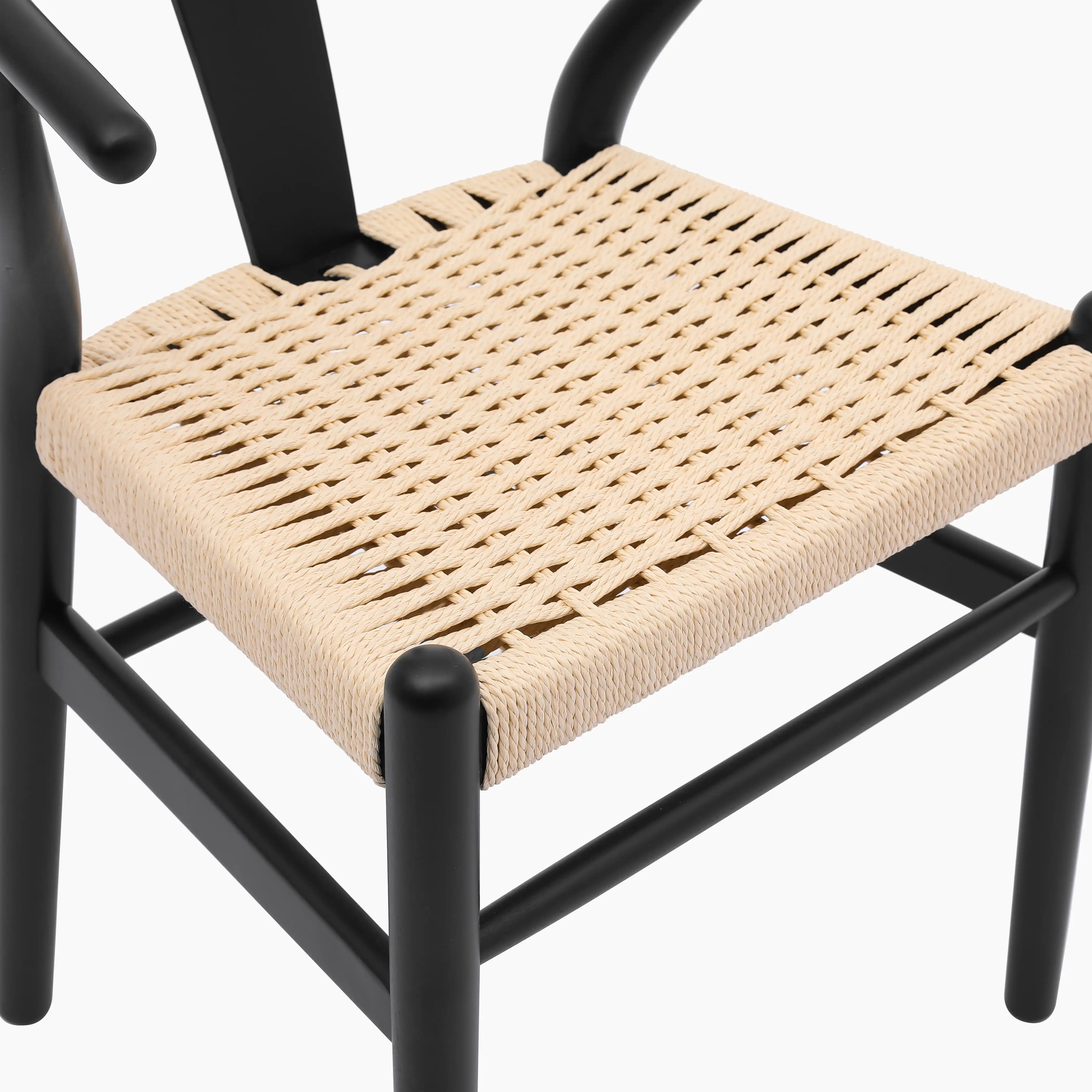 Bjorn Wooden Dining Chair | Natural Weave & Black - Image 6