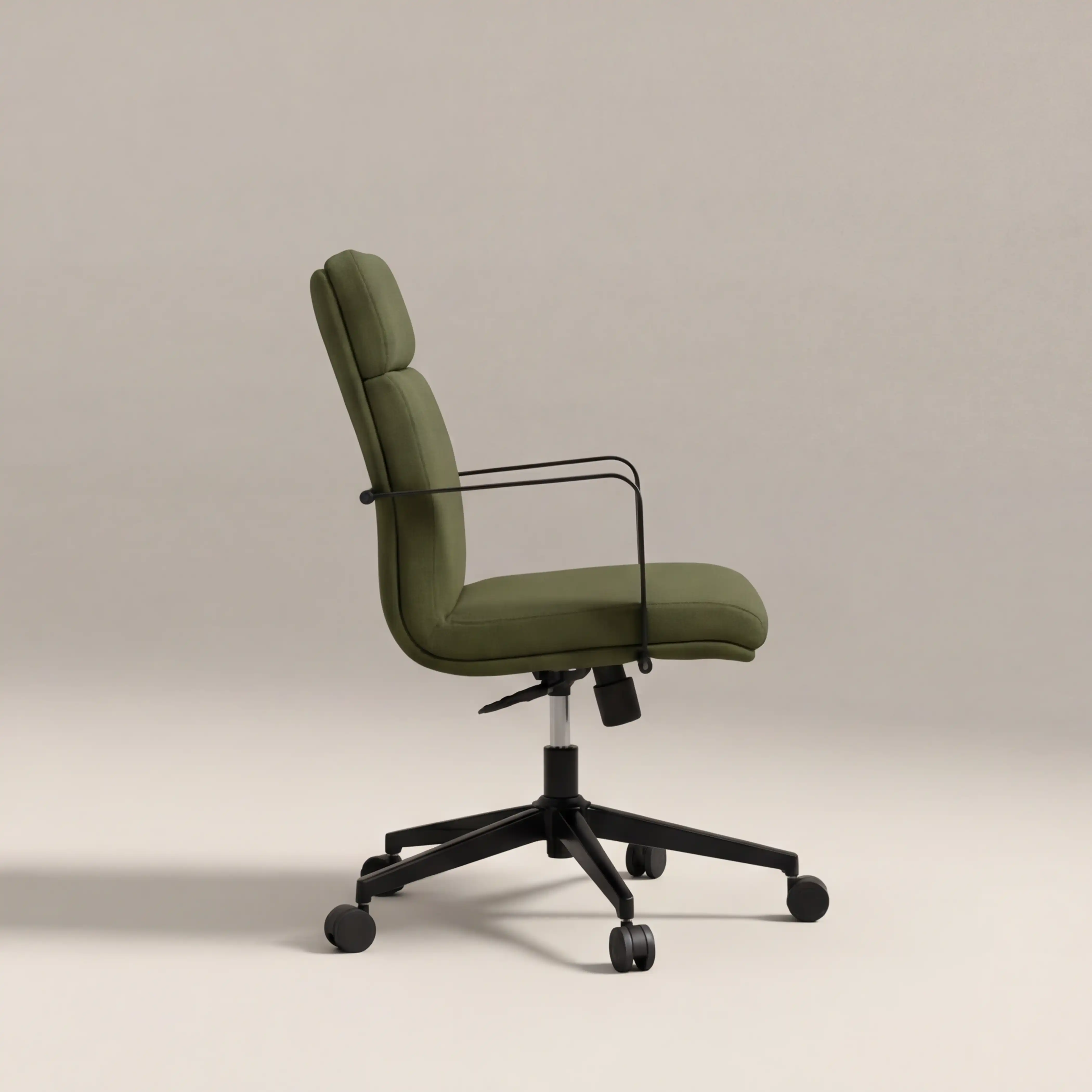 Blaire Office Chair | Olive Green Faux Leather & Black - Image 5