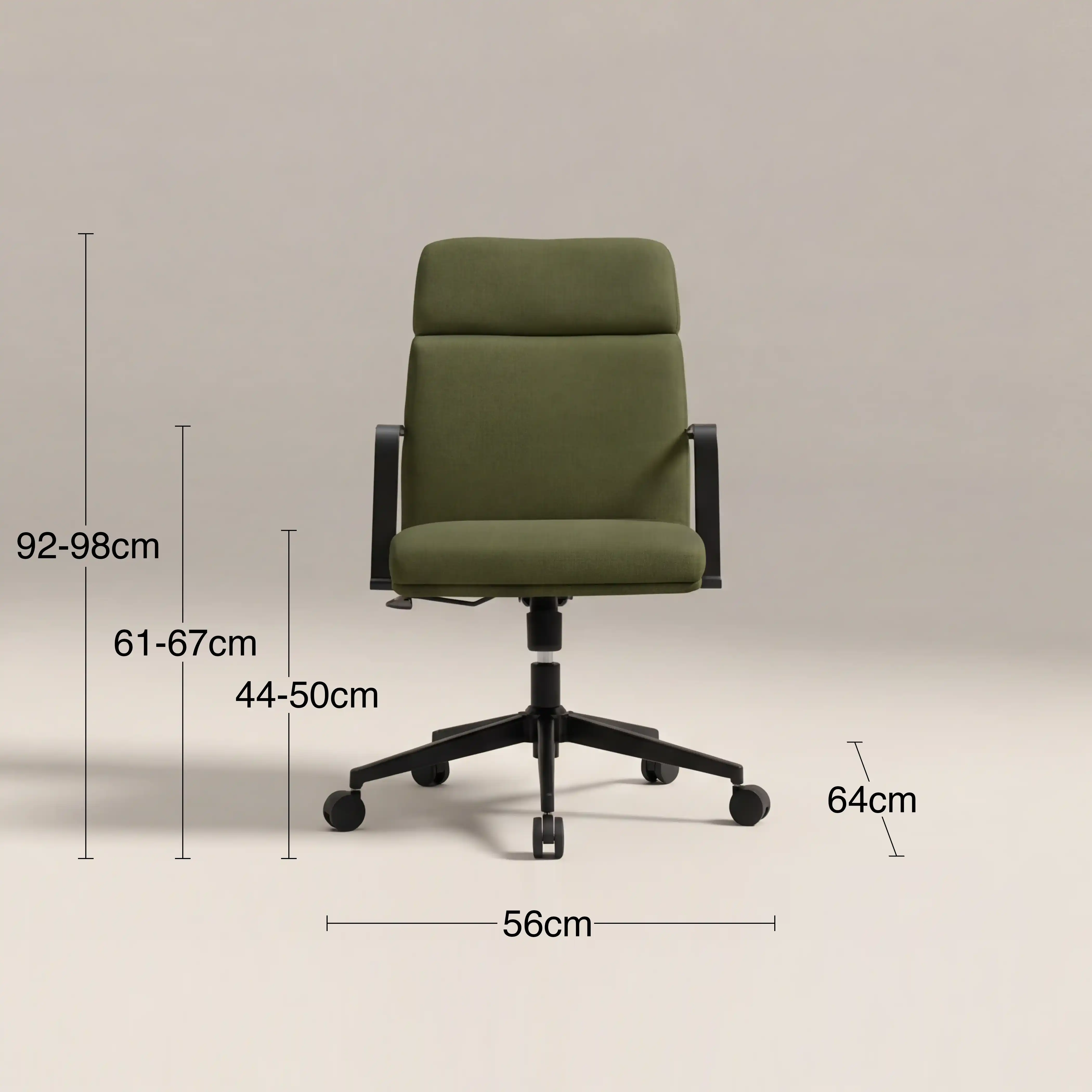 Blaire Office Chair | Olive Green Faux Leather & Black - Image 7