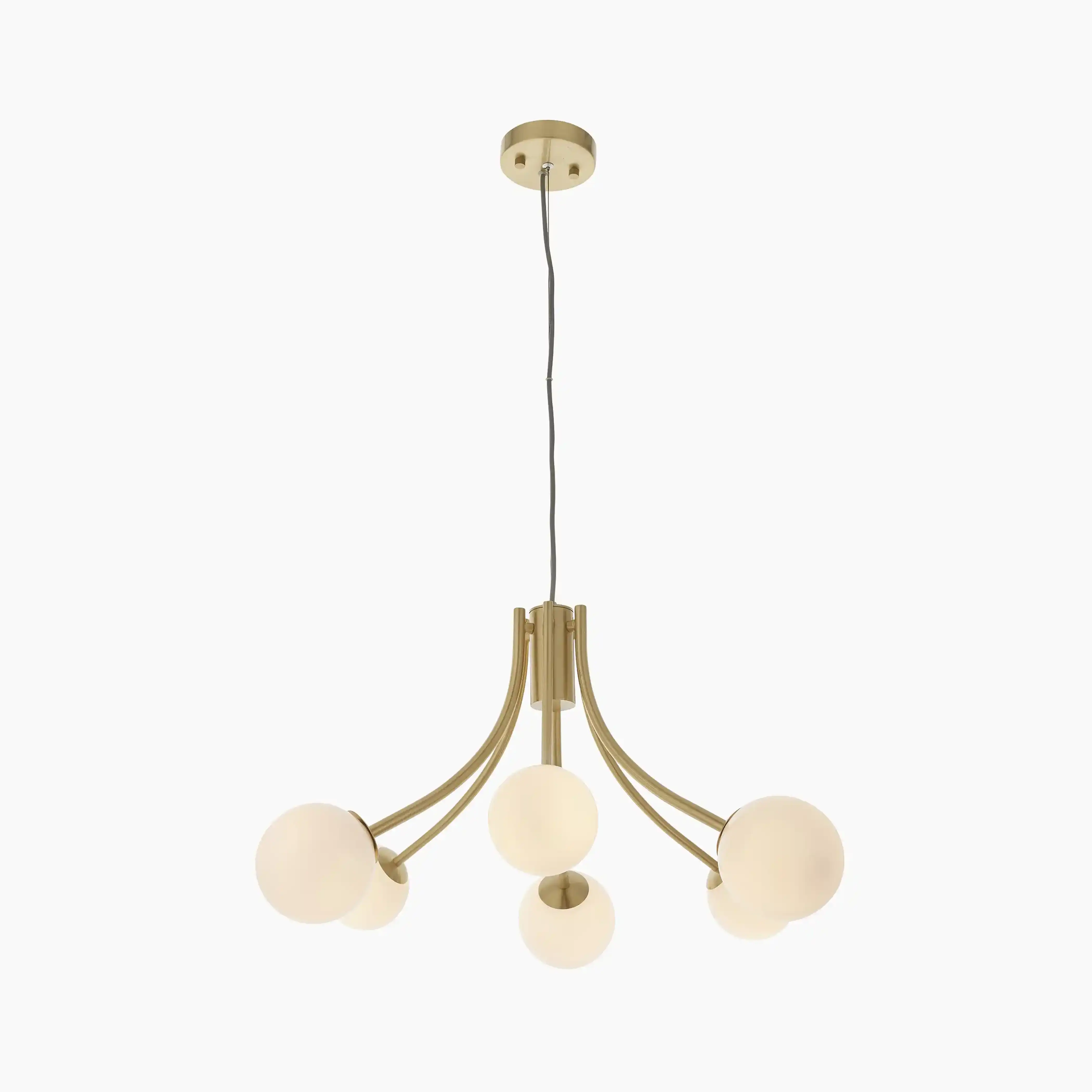 Bloom 6 Light Pendant Light | Opal & Brass - Image 10