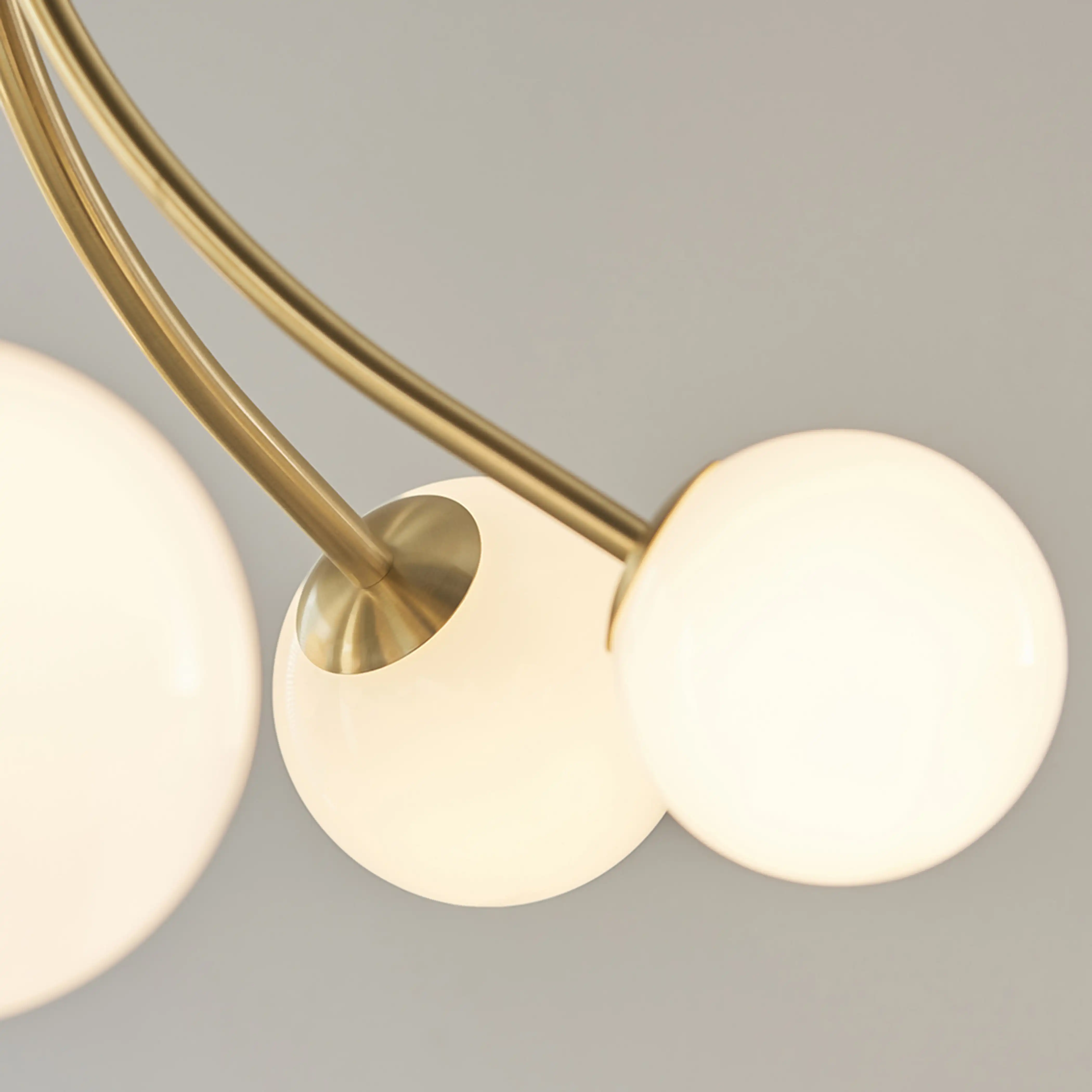 Bloom 6 Light Pendant Light | Opal & Brass - Image 3
