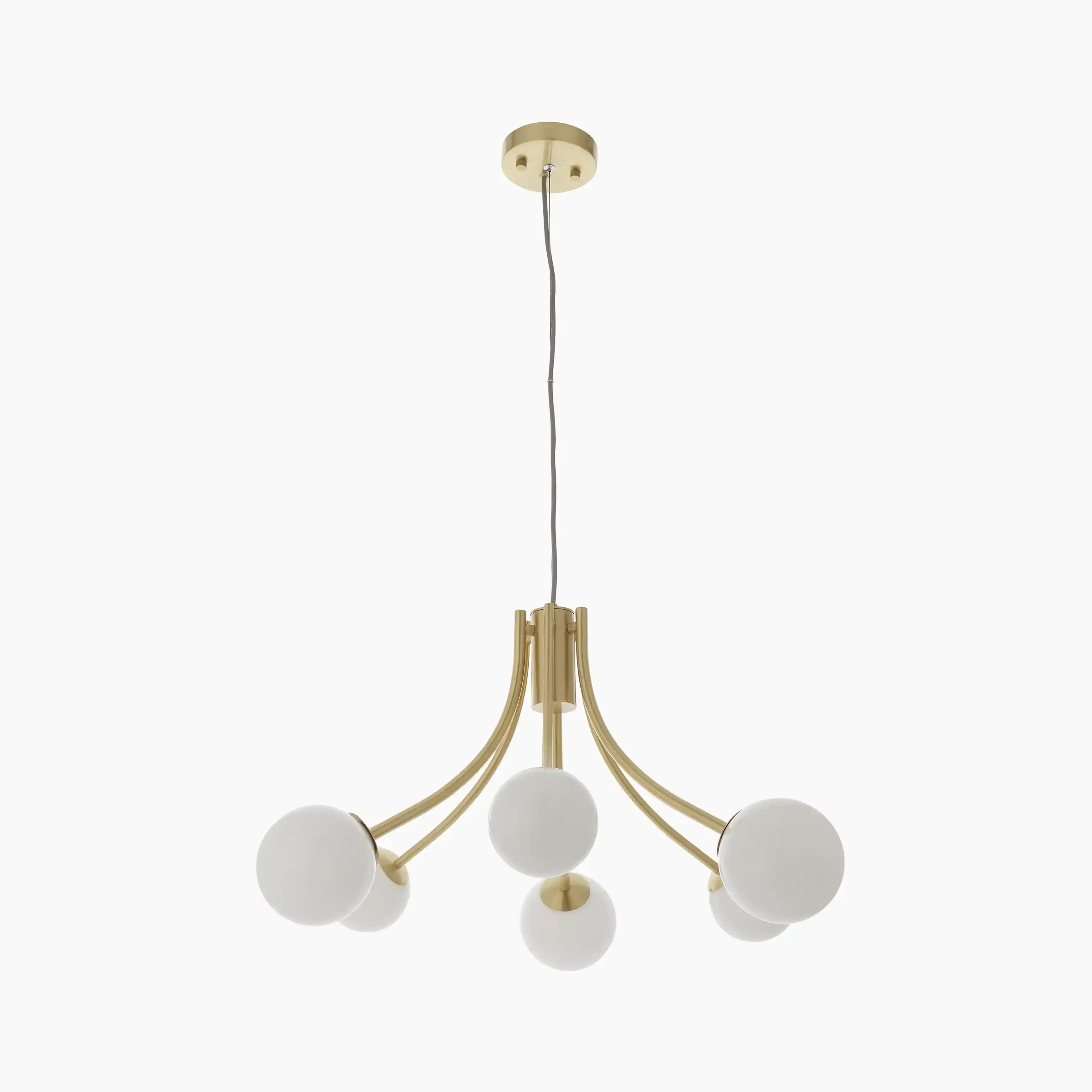 Bloom 6 Light Pendant Light | Opal & Brass - Image 8